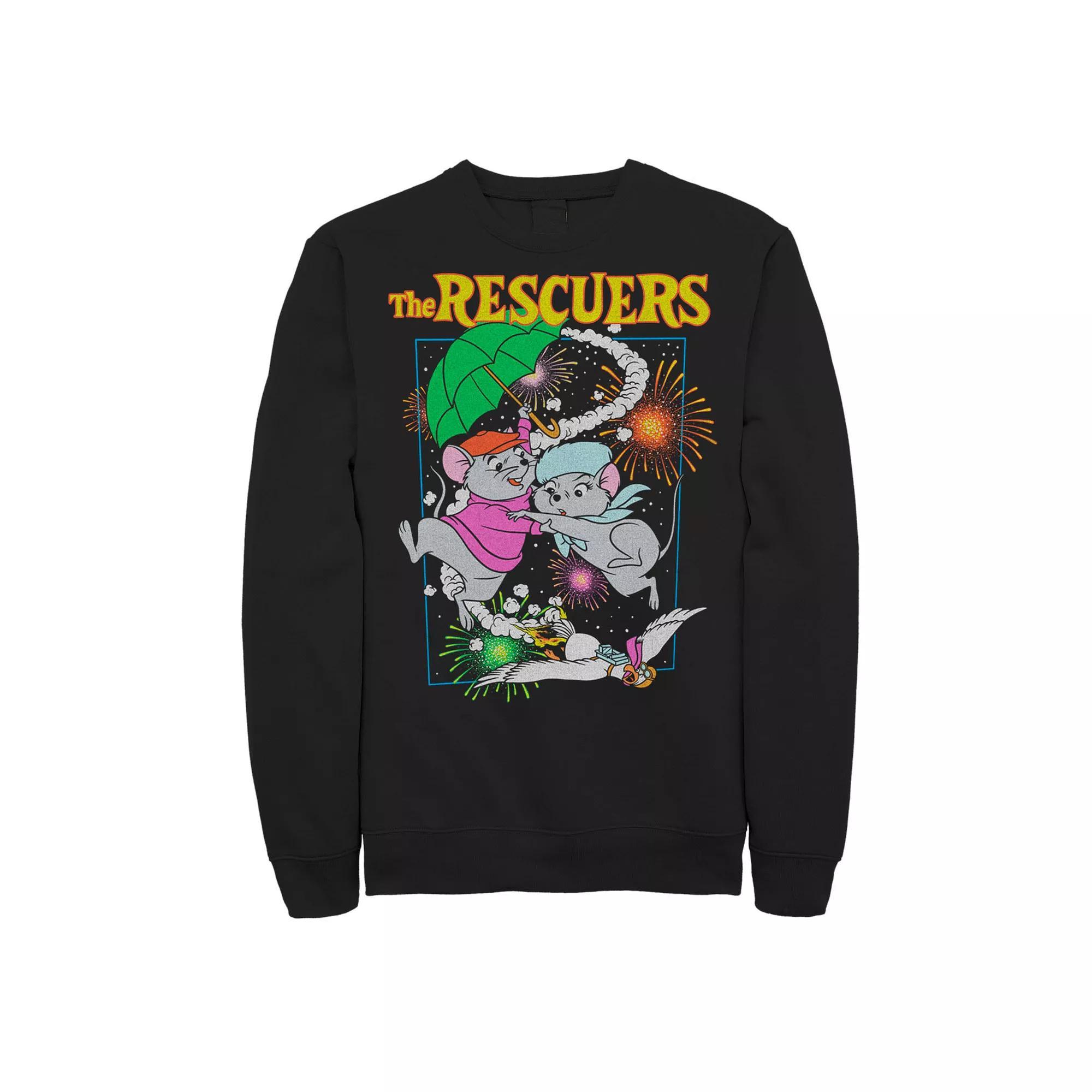 Big & Tall The Rescuers Fireworks Poster Sweatshirt, Men's, Size: 4XB, Black Product Image