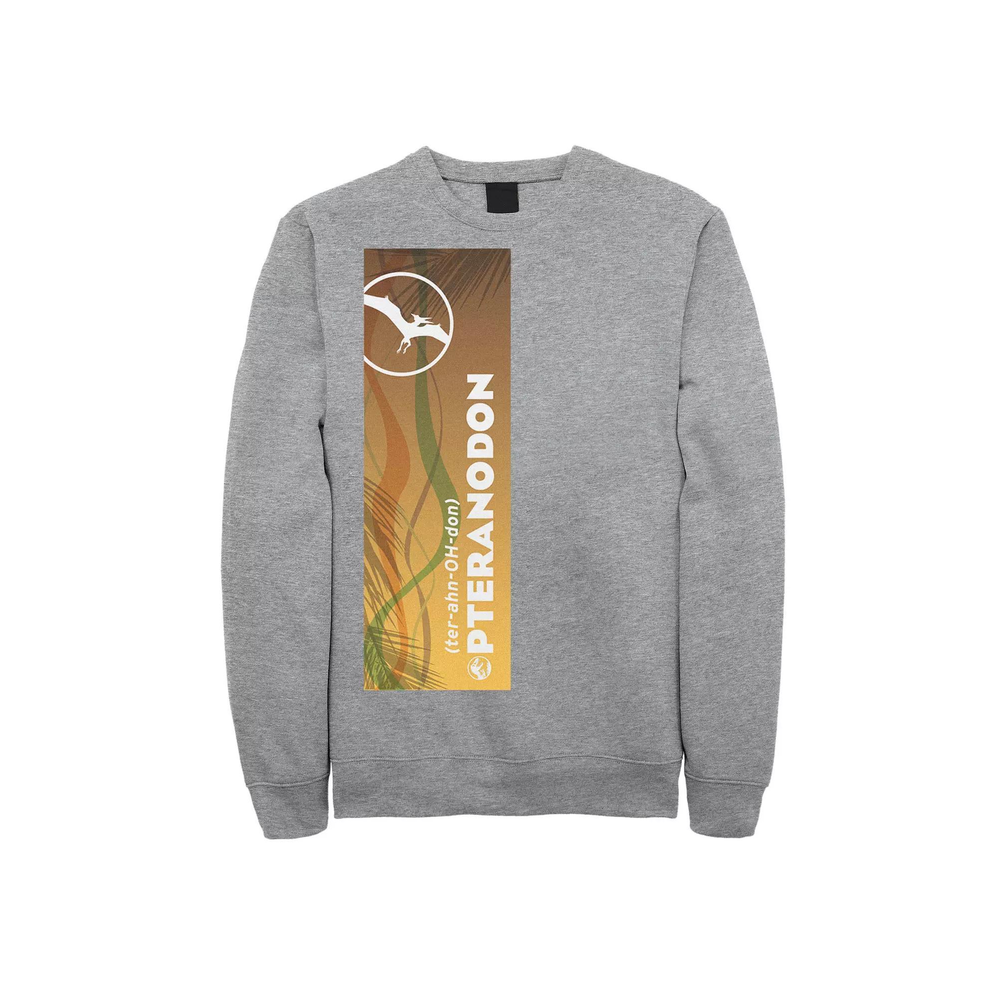Men's Jurassic World Pteranodon Right Panel Sweatshirt, Size: Large, Athletic Grey Product Image