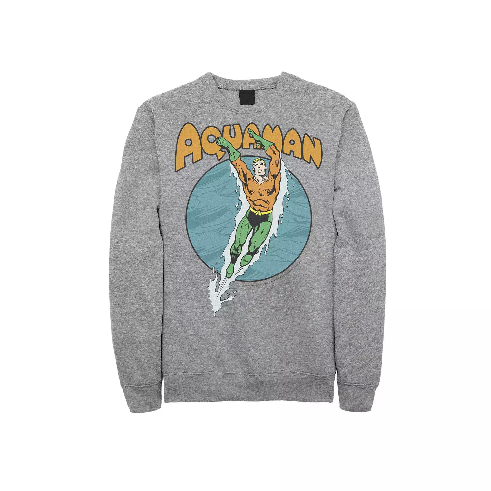 Men's DC Comics Aquaman Swimming Dance Fleece Sweatshirt, Size: XXL, Athletic Grey Product Image