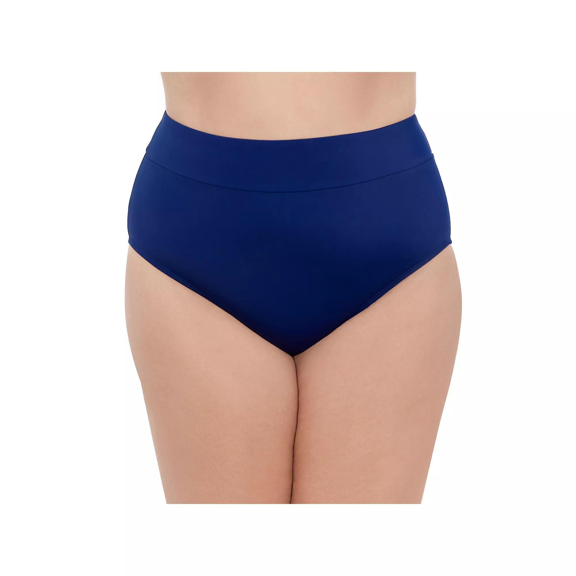 Plus Size Bal Harbour Tummy Control Swim Brief Bottoms, Women's, Size: 2XL, Navy Blue Product Image