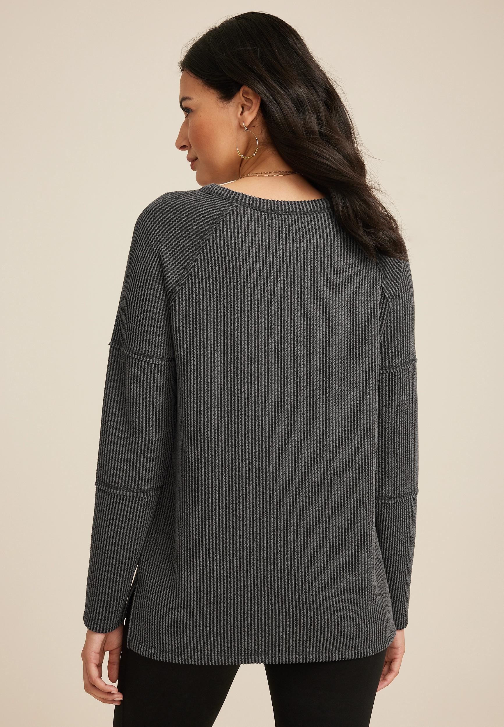 Wavy Ribbed Exposed Seam Tunic Product Image