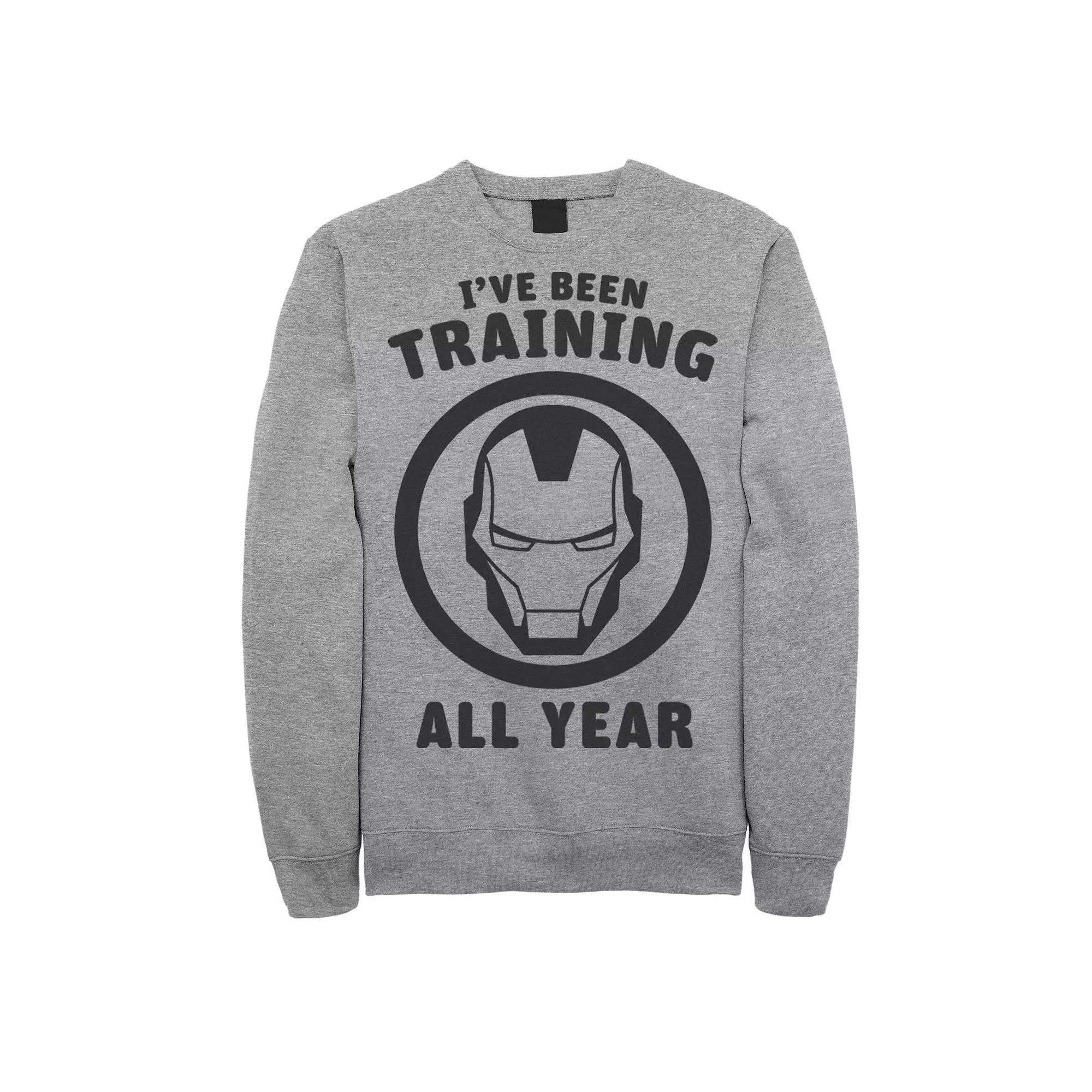 Men's Marvel Avengers Iron Man I've Been Training All Year Logo Sweatshirt, Size: XL, Athletic Grey Product Image
