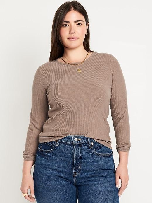Plush-Knit Long-Sleeve T-Shirt Product Image