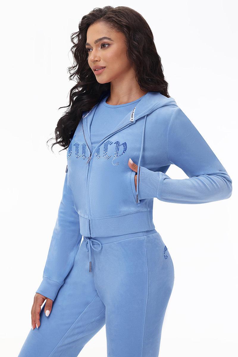 Front Ombre Big Bling Velour Hoodie Product Image