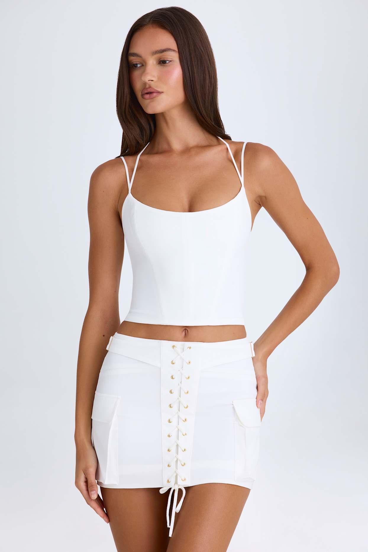 Halterneck Corset Top in White Product Image