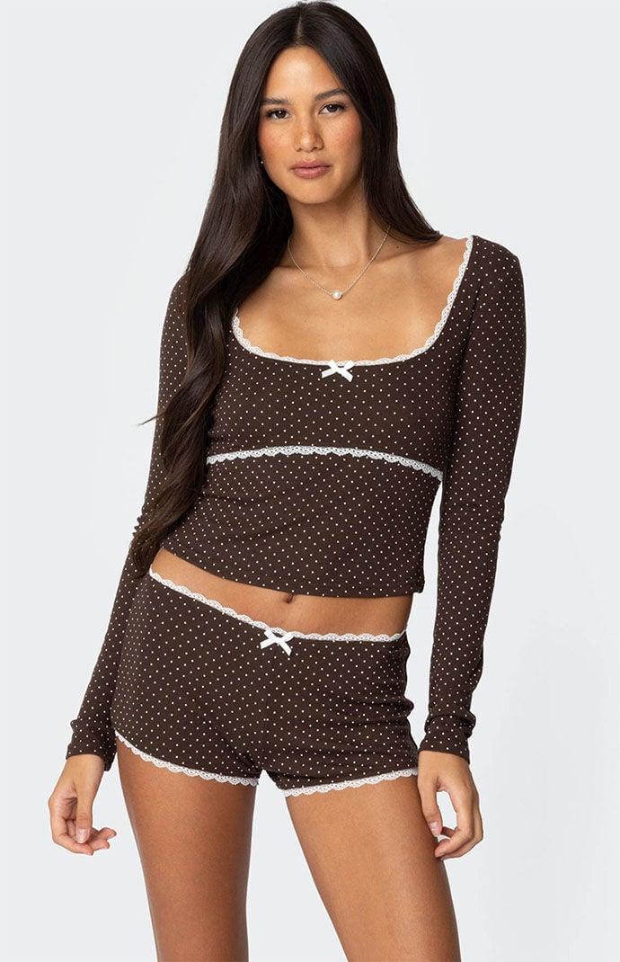 Edikted Women's Juliana Polka Dot Ribbed Shorts Product Image