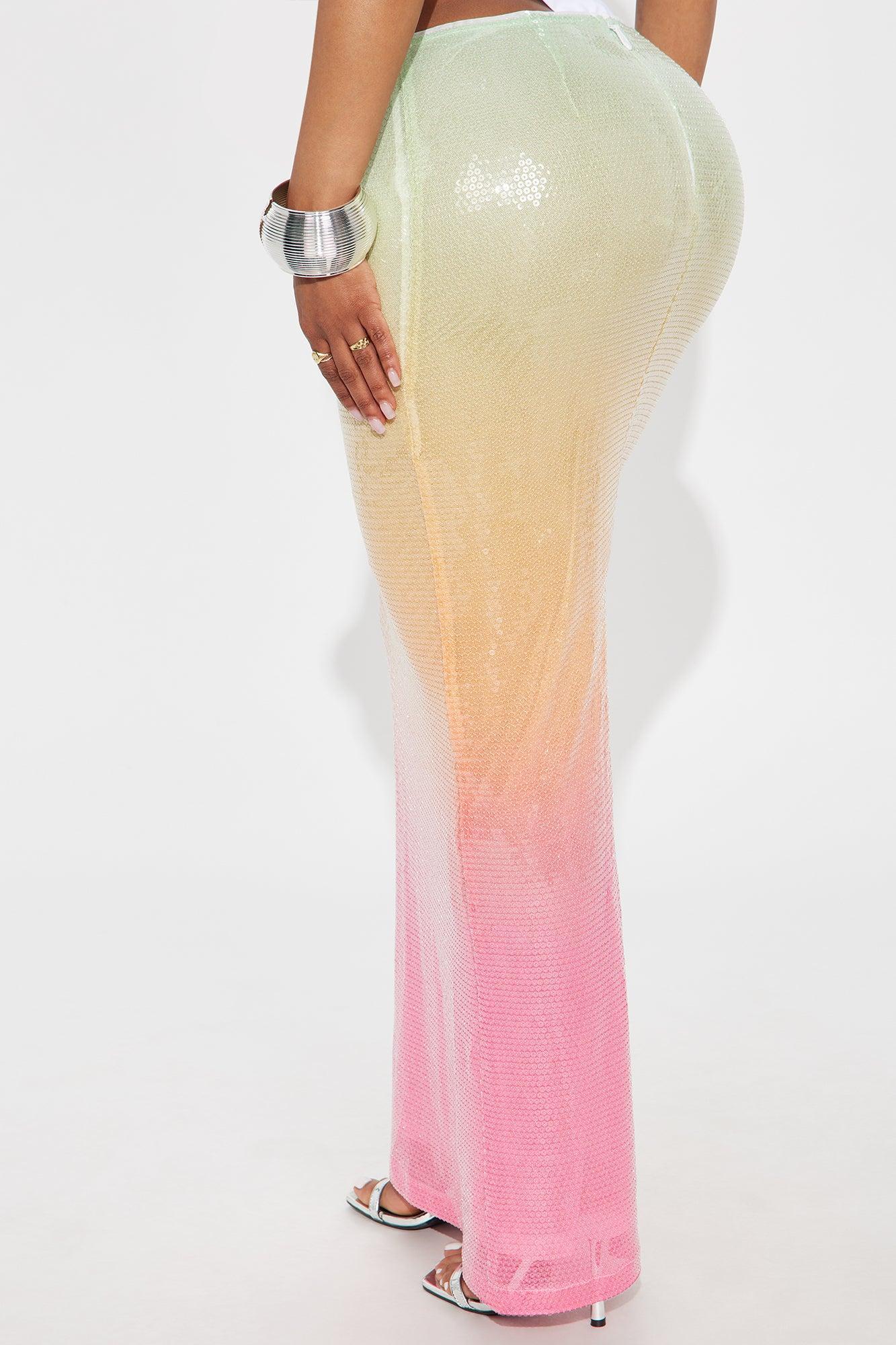 Tequila Sunset Sequin Ombre Maxi Skirt - Multi Color Product Image