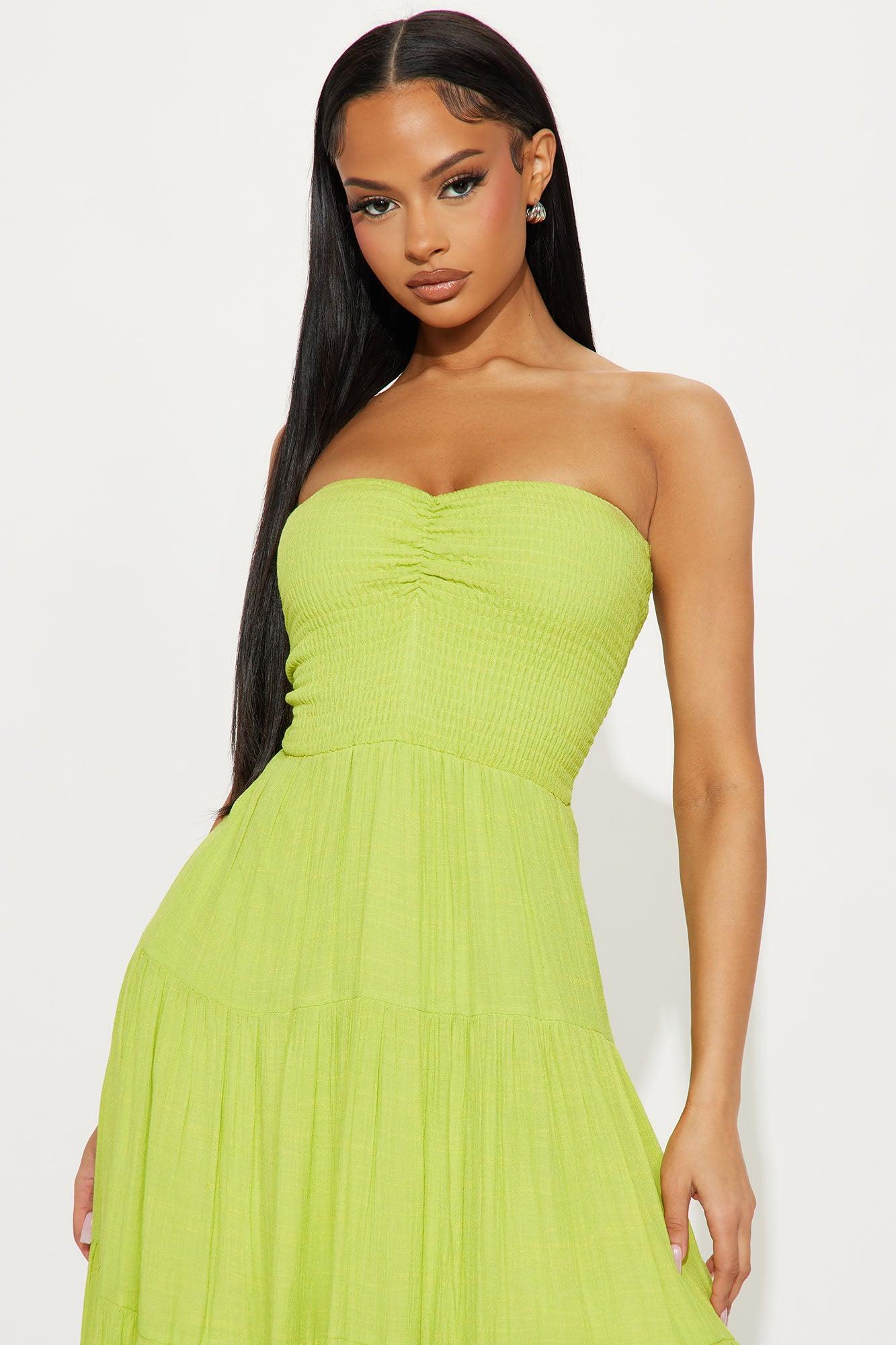 Almafi Coast Maxi Dress - Lime Product Image