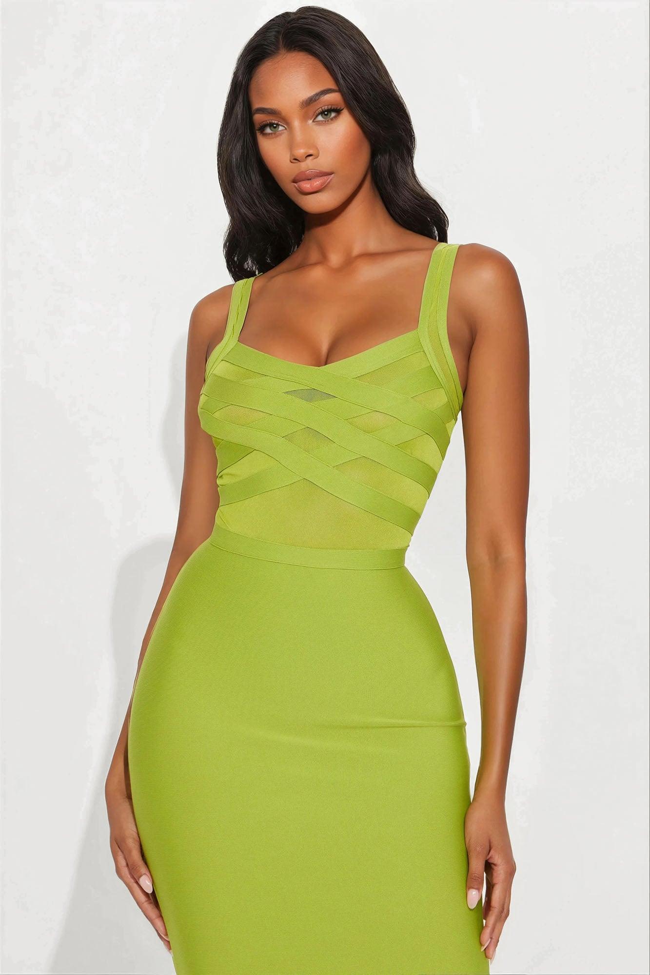 Cassidy Bandage Midi Dress - Chartreuse Product Image
