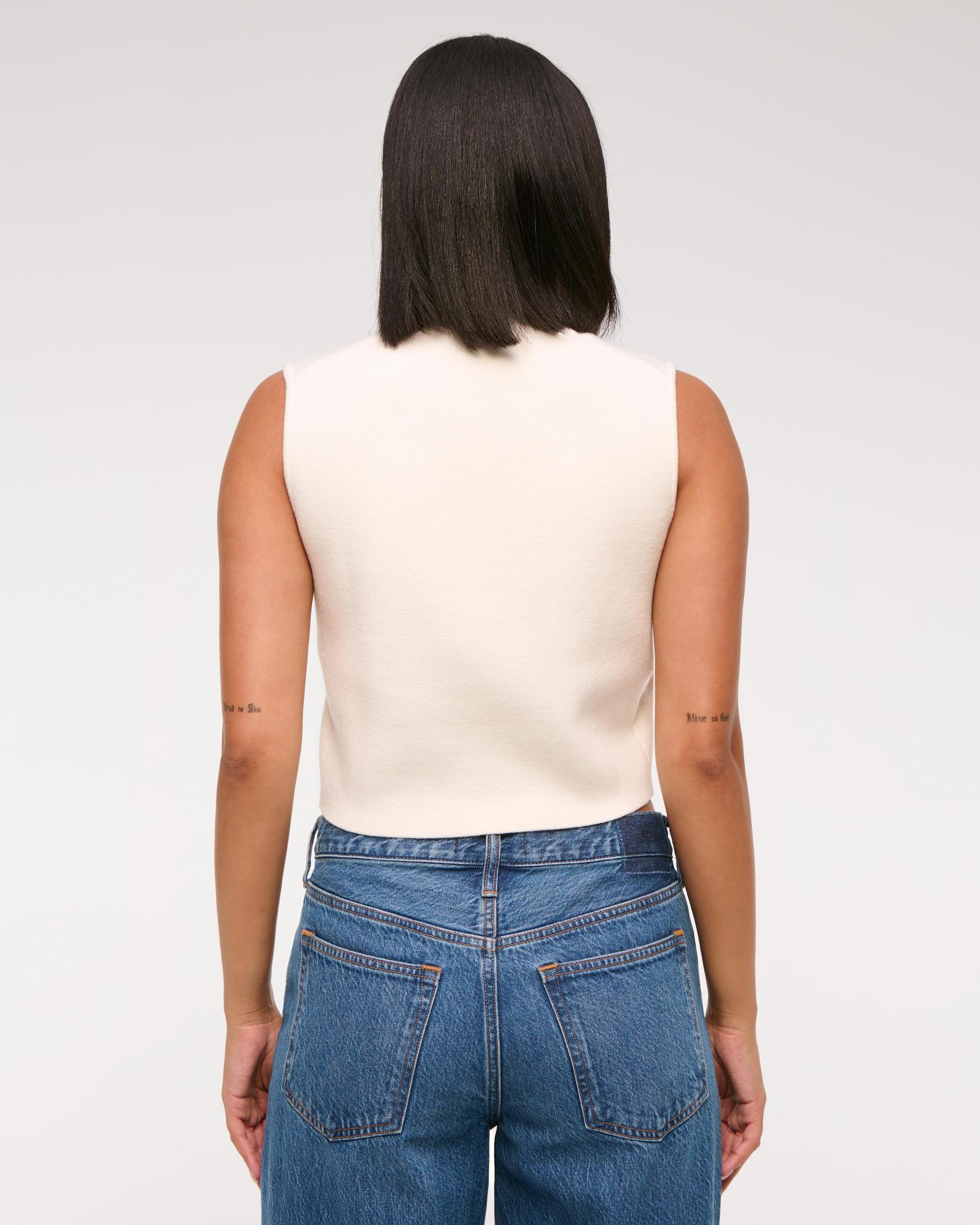 LuxeLoft Hammered Button Crew Vest Product Image