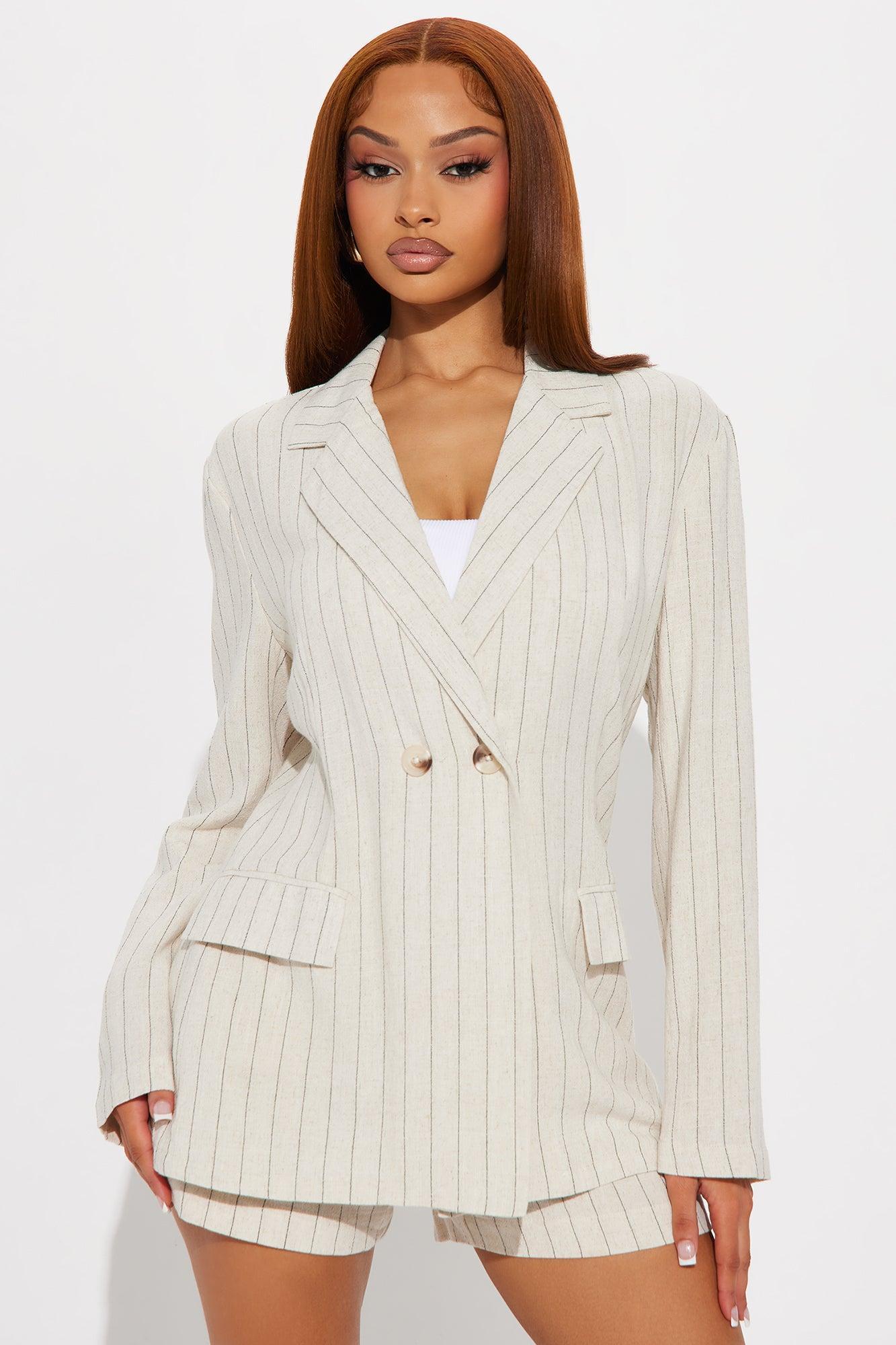 Monterey Linen Blazer Short Set - Natural/Combo Product Image