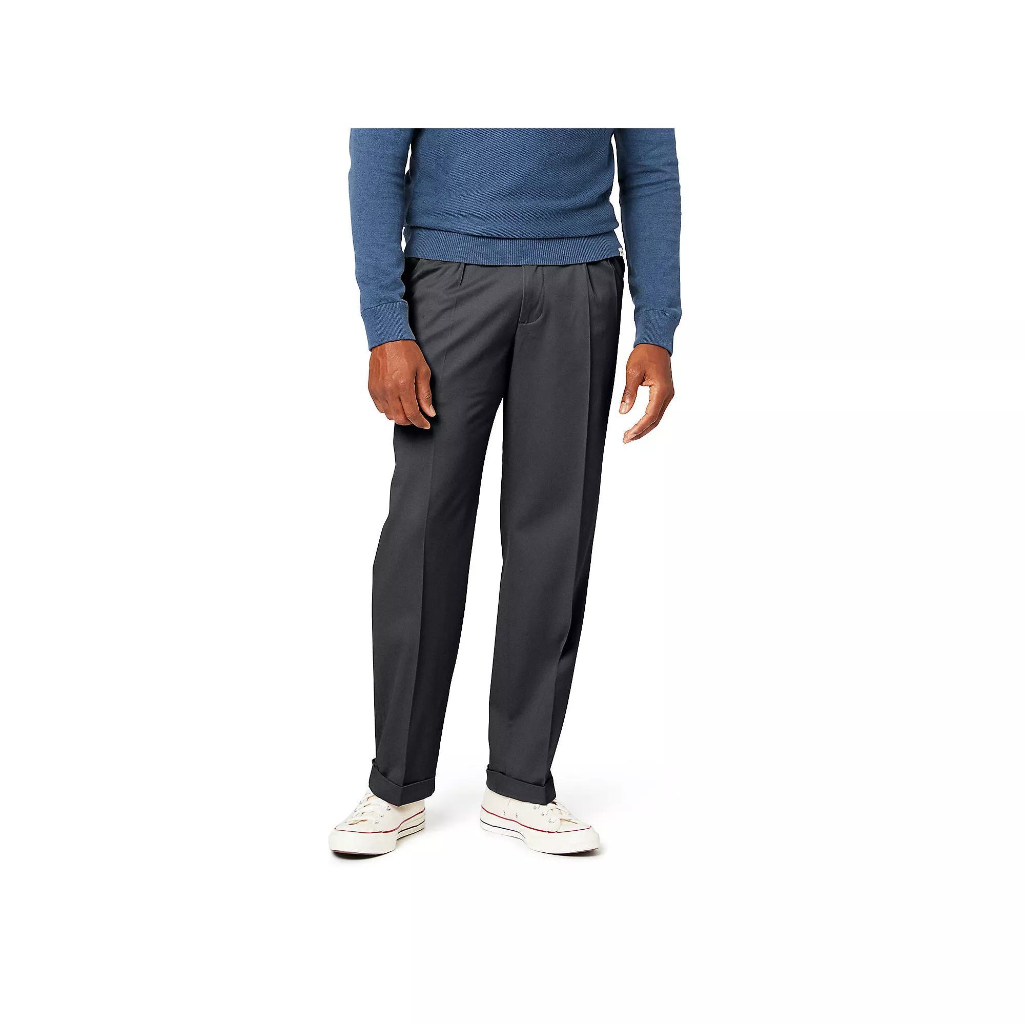 Mens Dockers Relaxed Fit Comfort Stretch Pleated Cuffed Khaki Pants Porcelain Green Product Image