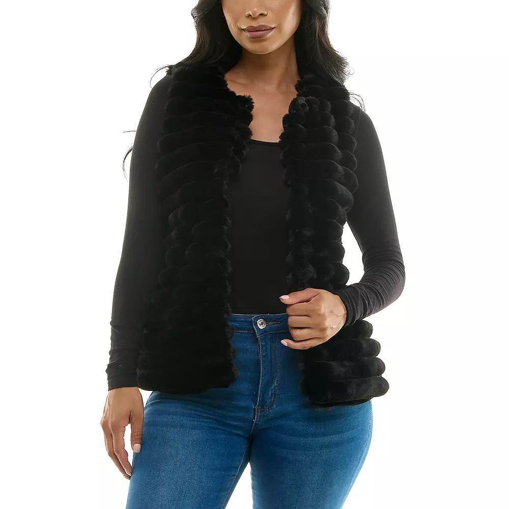 Womens Nina Leonard Horizontal Faux Fur Vest Yellow Product Image