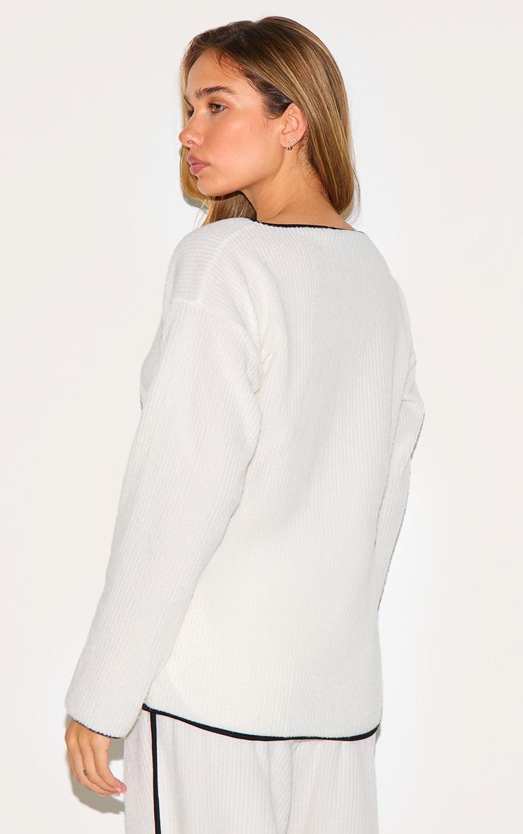 Cream Soft Rib Slouchy Long Top Product Image