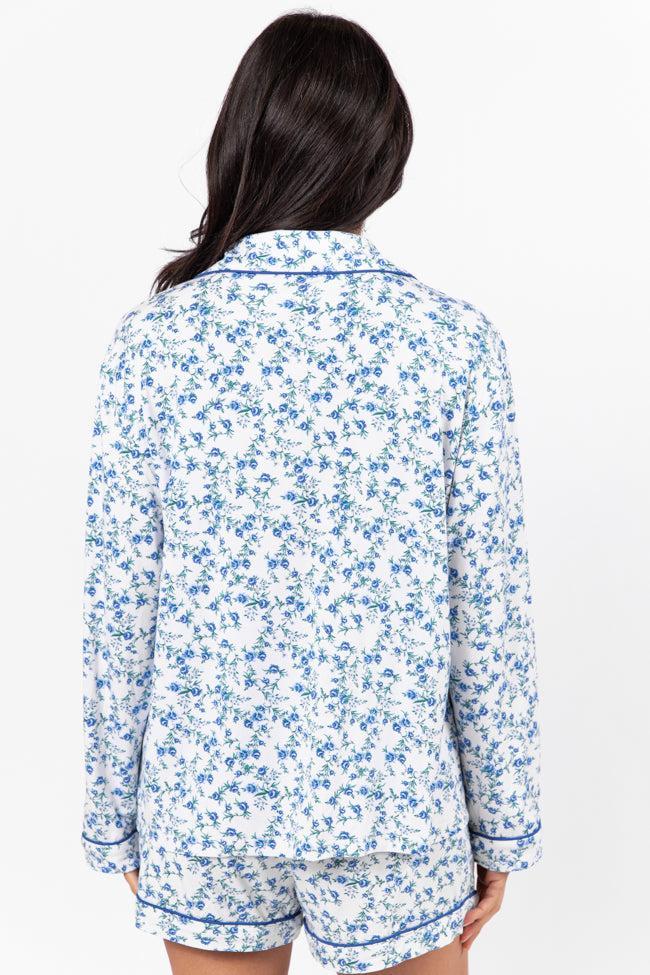 Under The Stars Blue Floral Pajama Top FINAL SALE Product Image