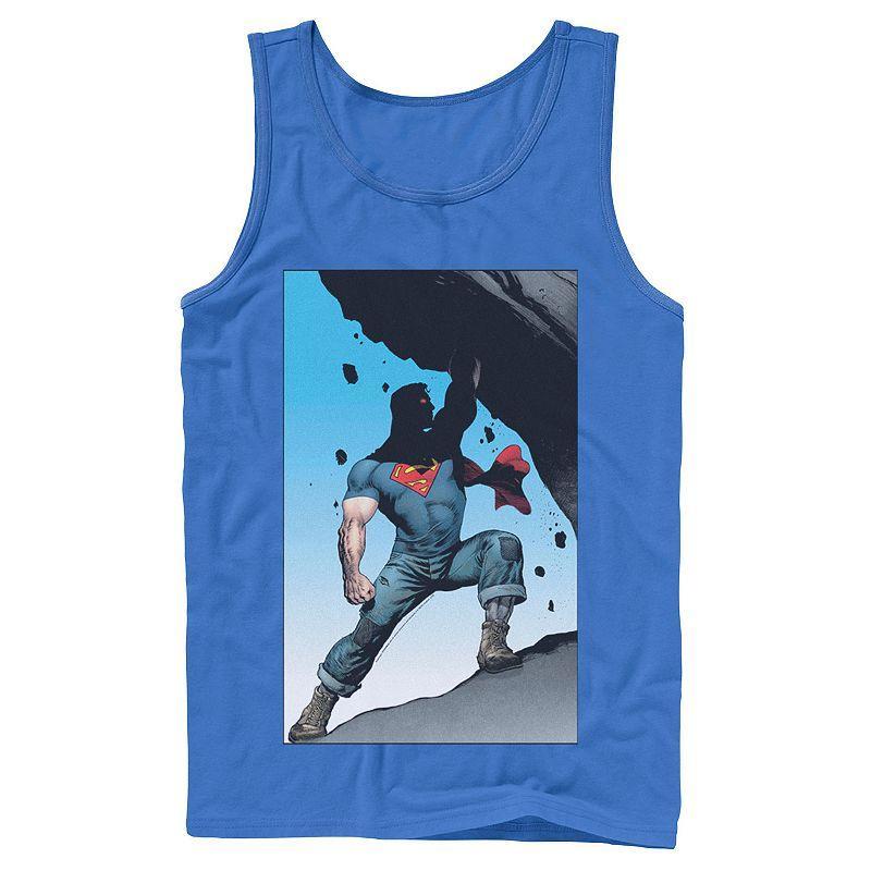Men's DC Comics Superman Power Lift Comic Poster Tank Top, Size: Small, Blue Product Image