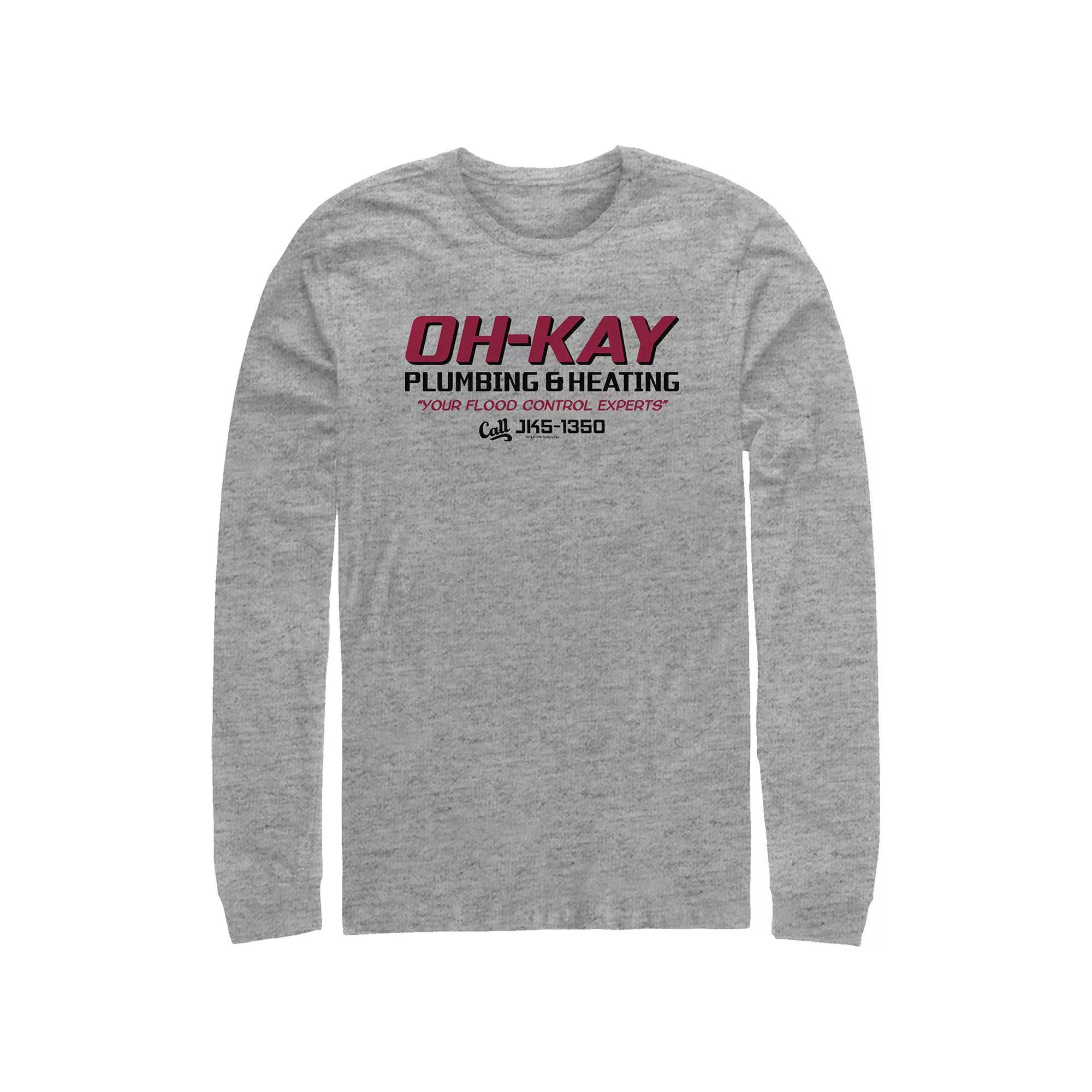 Big & Tall Home Alone Oh-Kay Plumbing & Heating Logo Long Sleeve Graphic Tee, Men's, Size: 5XL, Athletic Grey Product Image