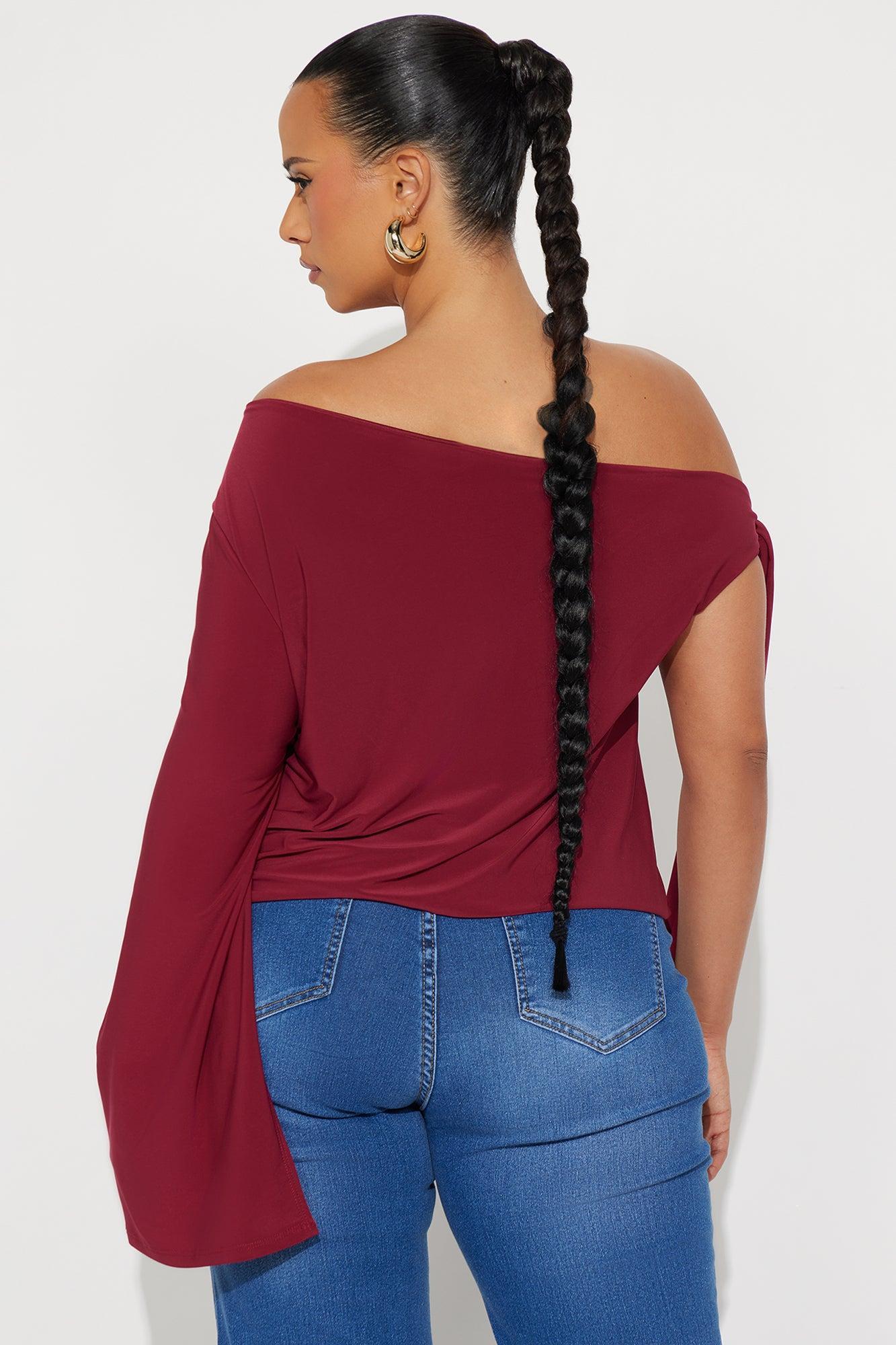 Fortuna Double Lined Off Shoulder Top - Burgundy Female Product Image