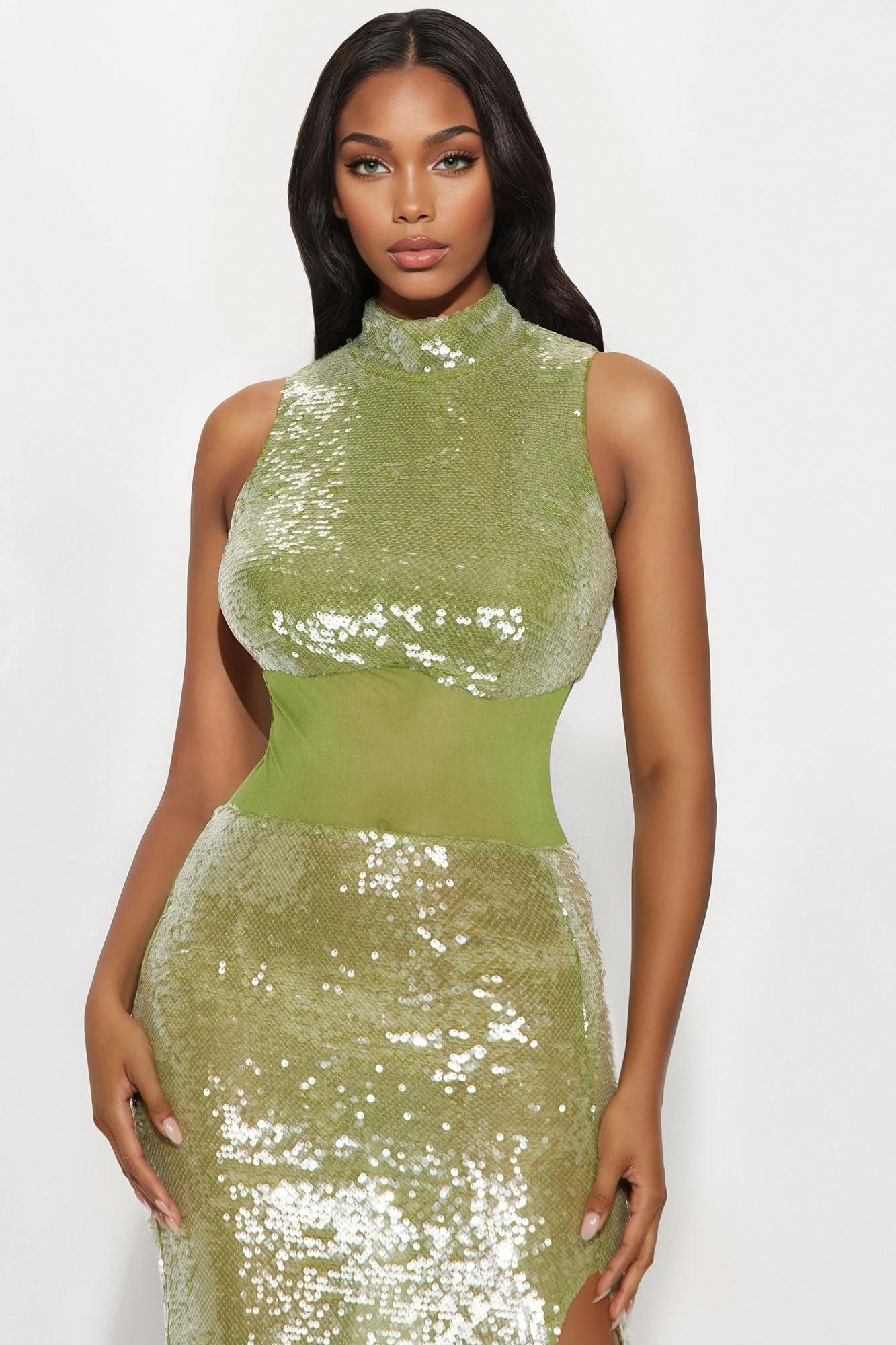 Arnell Sequin Gown - Chartreuse Product Image