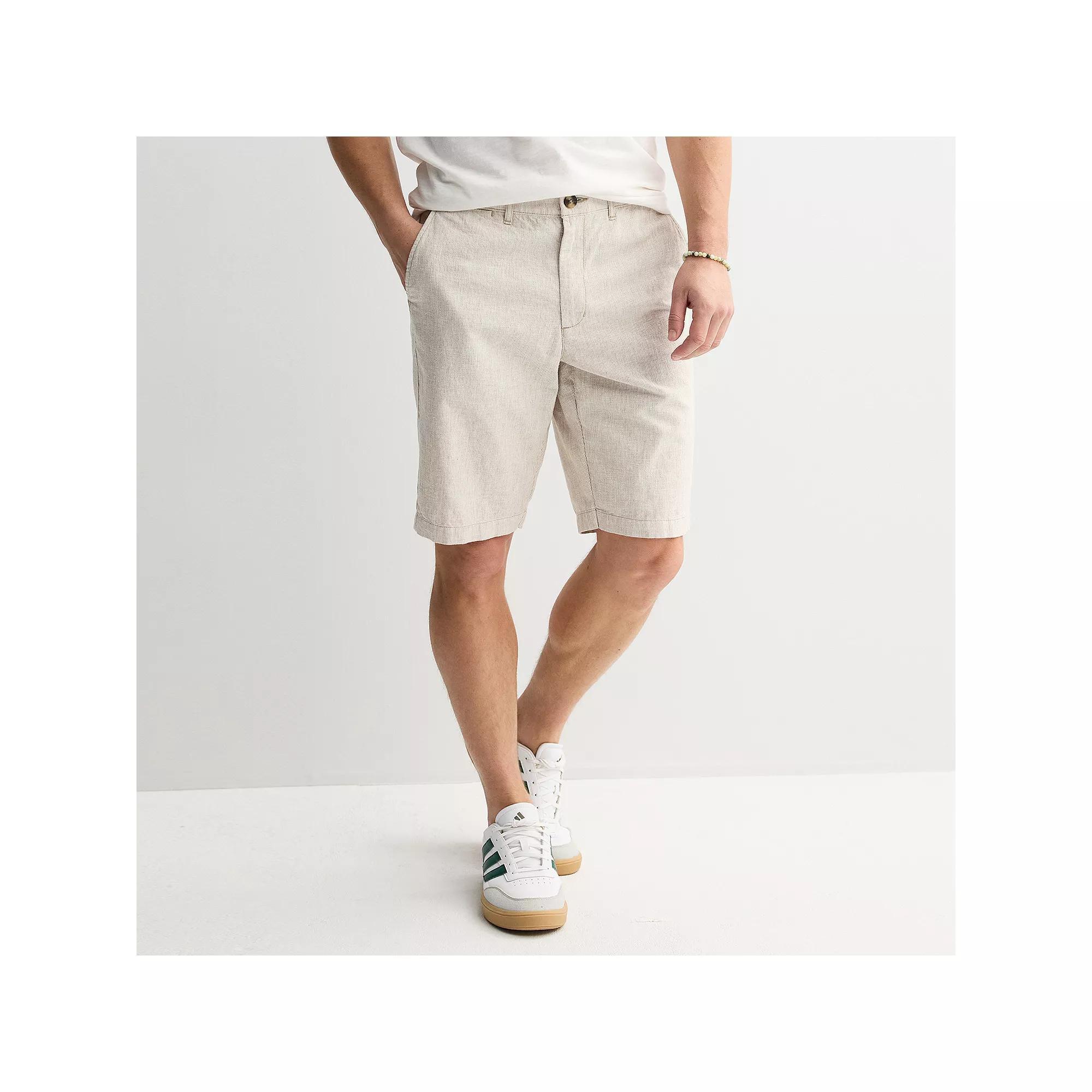 Men's Sonoma Goods For Life® 11" Flexwear Flat Front Shorts, Size: 30 11 IN, Beige Stripe Product Image