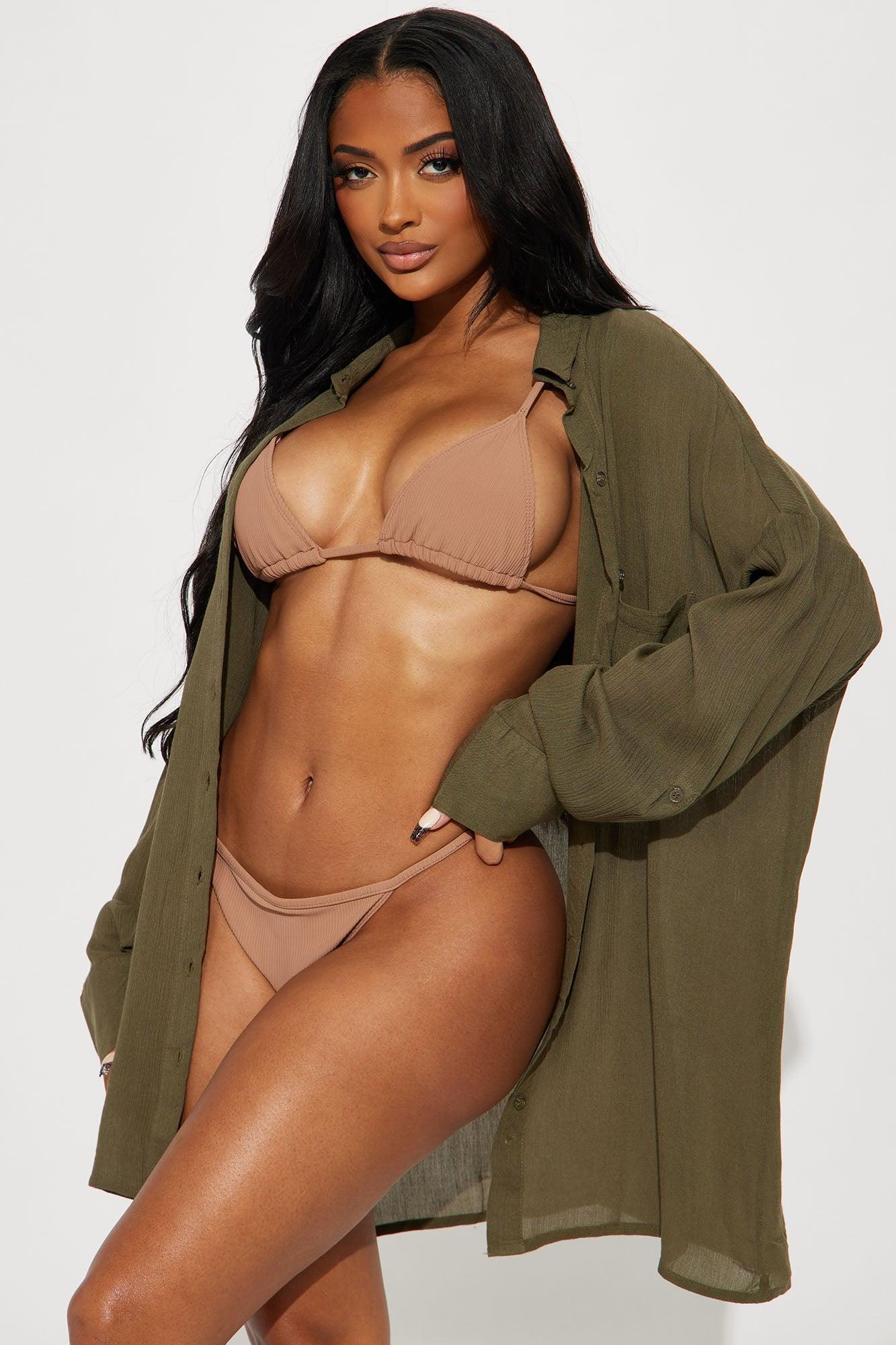 Breezy Nights Linen Pocket Cover Up Shirt - Olive Product Image