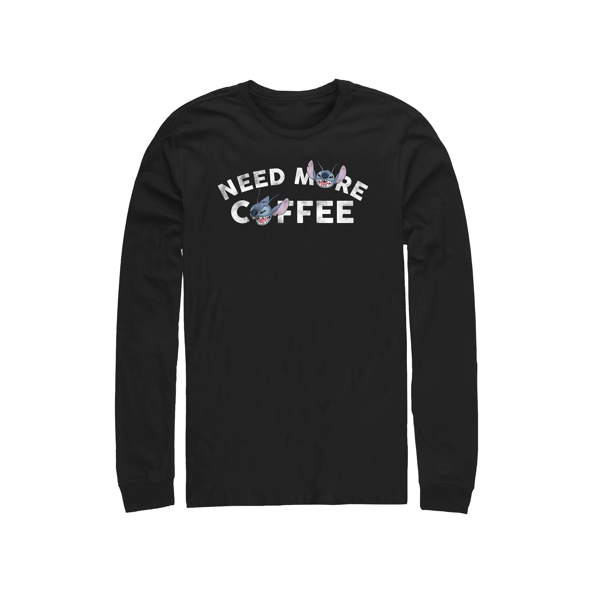 Men's Lilo & Stitch Need More Coffee Stitch Graphic Tee, Size: Large, Black Product Image