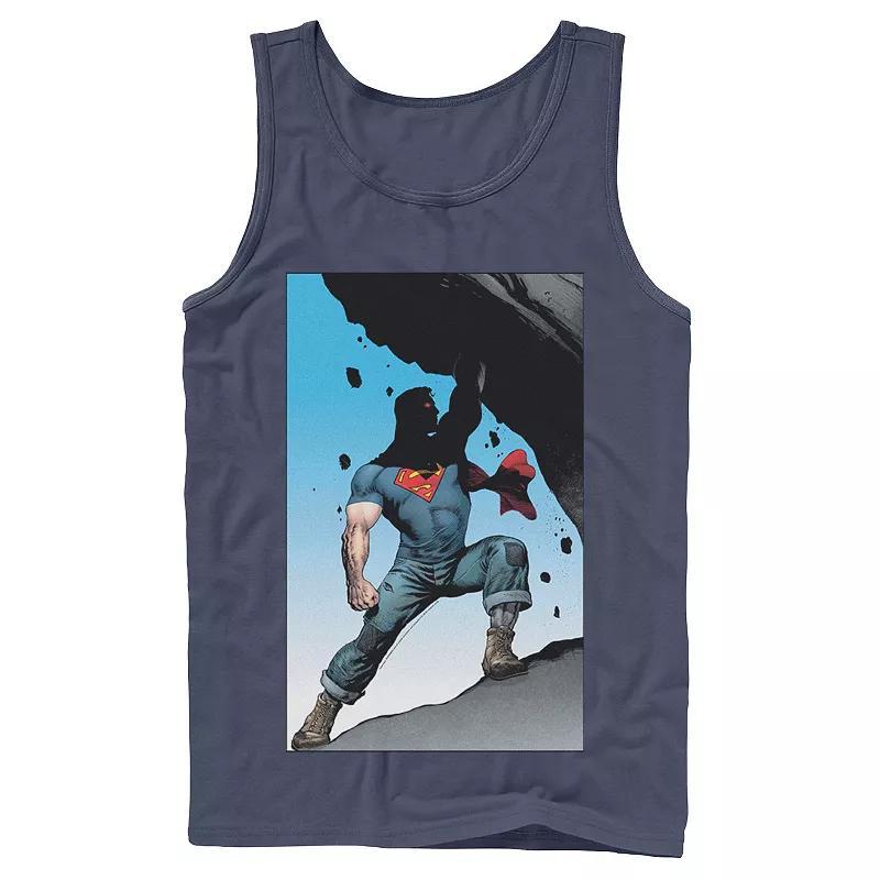 Men's DC Comics Superman Power Lift Comic Poster Tank Top, Size: Small, Blue Product Image
