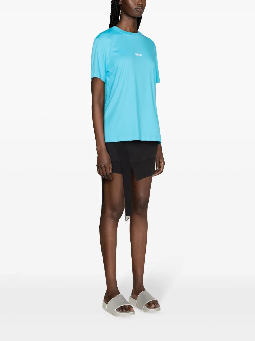 MSGM Logo-print Cotton T-shirt In Blue Product Image