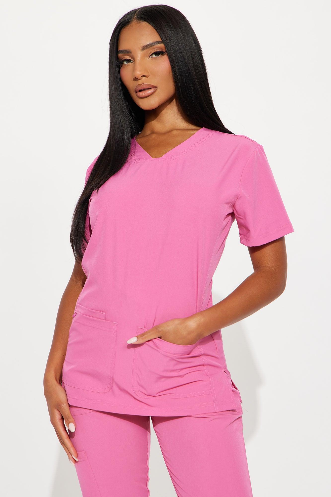 Care For You 4 Way Stretch Scrub Uniform Jogger Set - Hot Pink Female Product Image