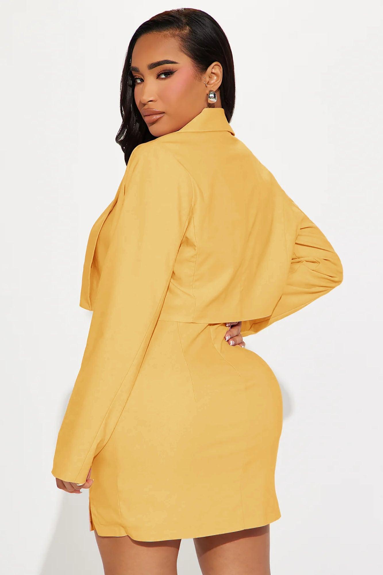 Nine to Five Mini Dress Set - Mustard Product Image