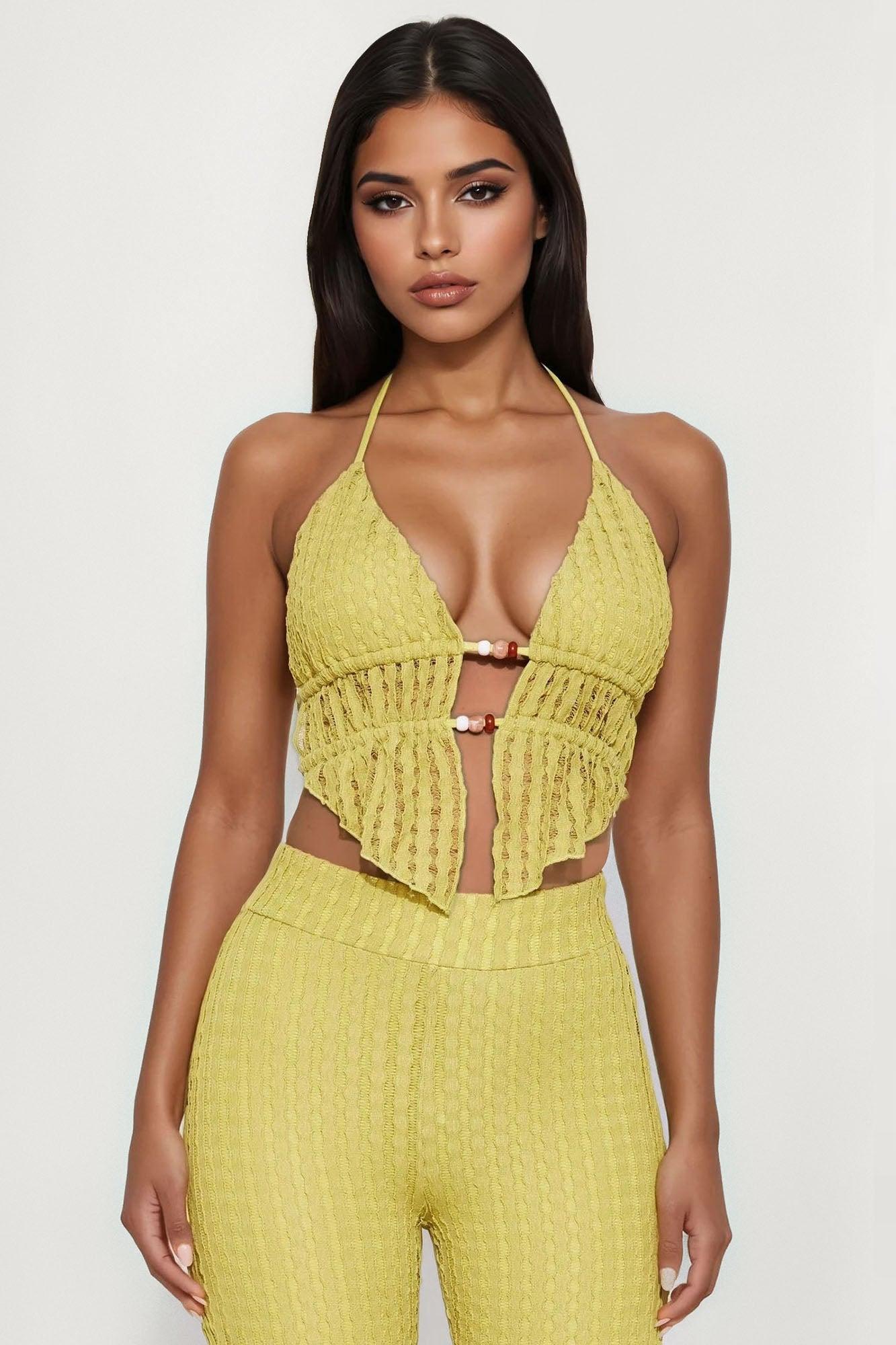 Hot Tropics Halter Pant Set - Green Product Image