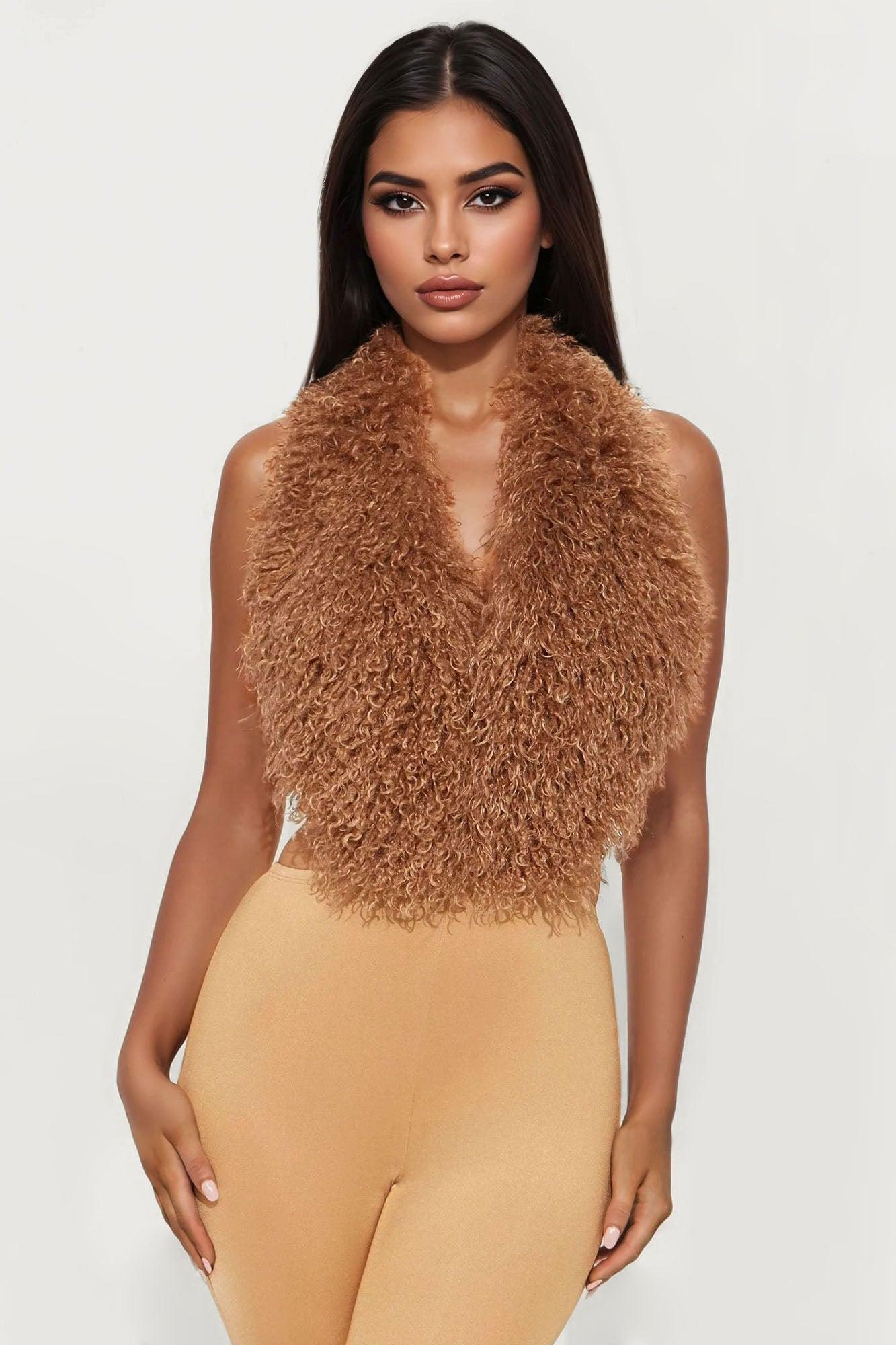 Fur Fantasy Backless Jumpsuit - Gold Product Image