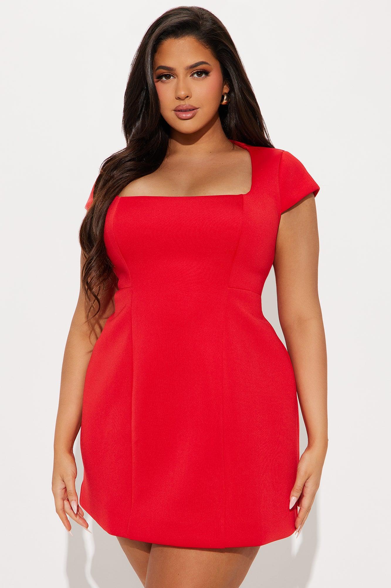 Perfect Aura Square Neck Mini Dress - Red Product Image
