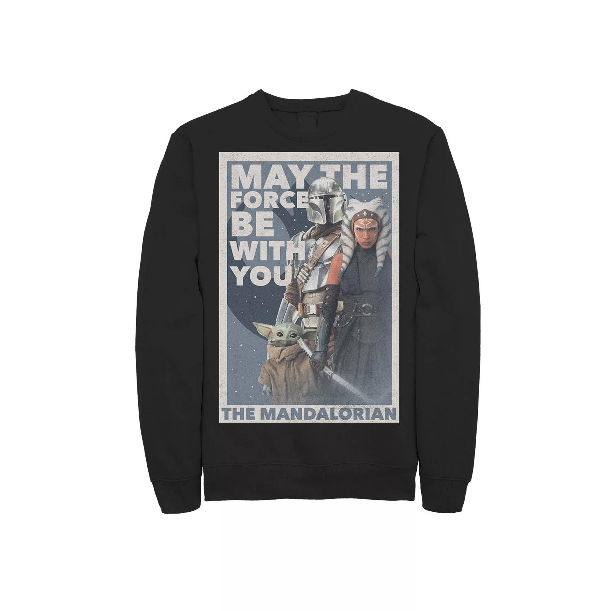 Men's Star Wars The MandalorianMay The Force Be With you Group Poster Sweatshirt, Size: Medium, Black Product Image