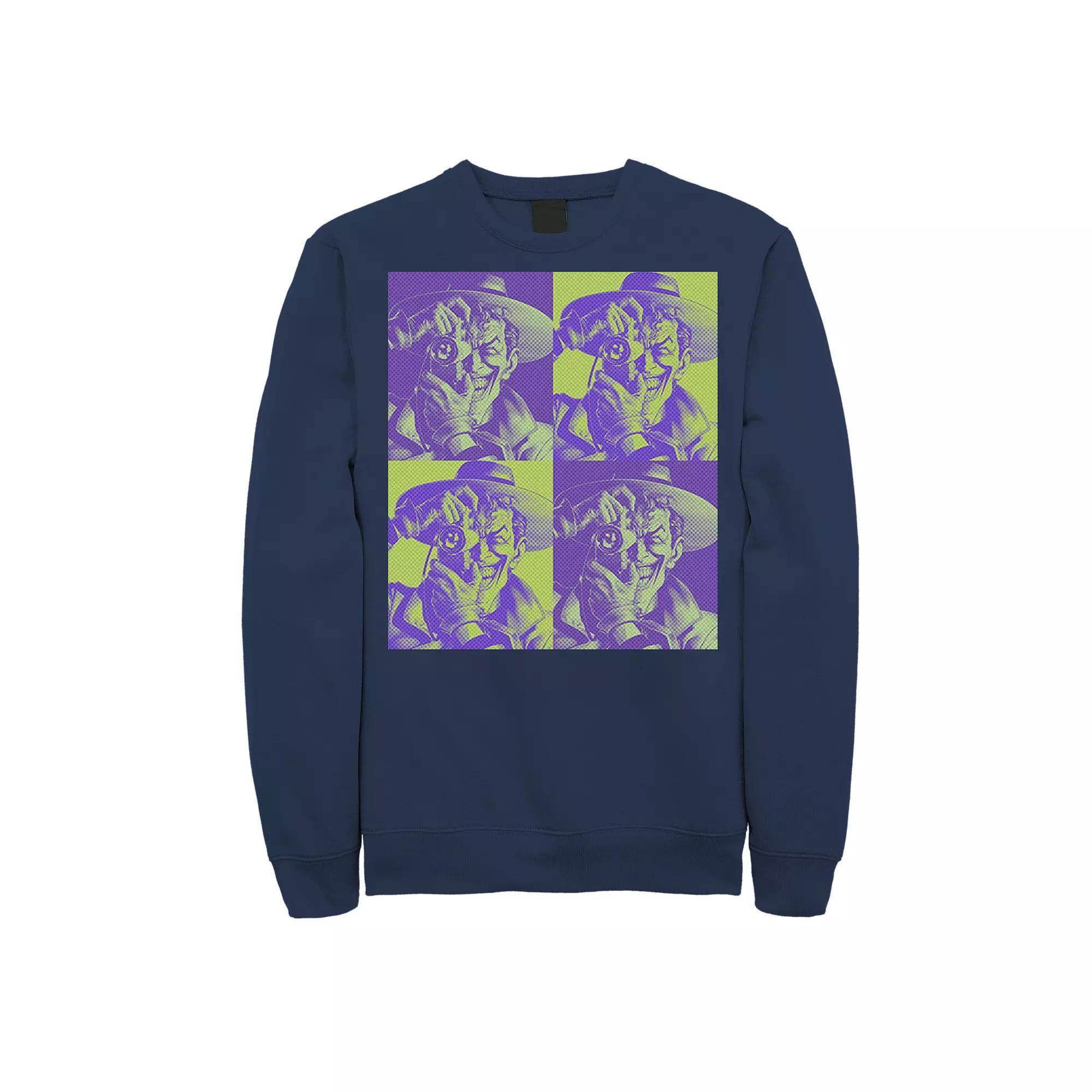Men's DC Batman The Joker Halftone Popart Sweatshirt, Size: Medium, Athletic Grey Product Image