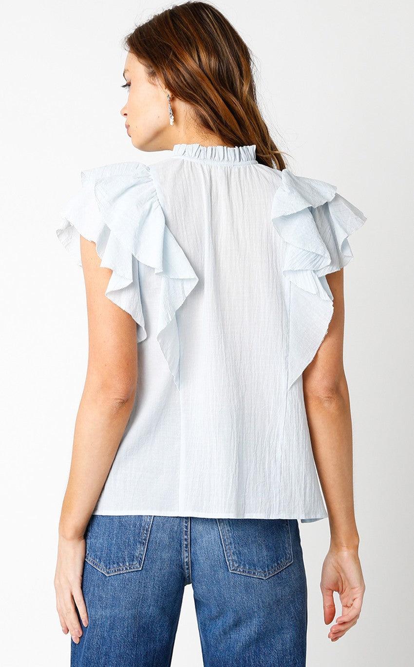 FINAL SALE Zara Ruffle Top | Blue Product Image