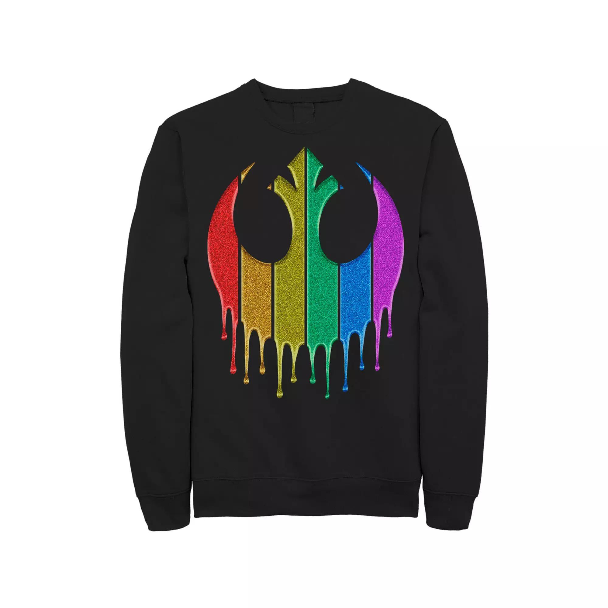 Men's Star Wars Pride Rebel Rainbow Glitter Logo Sweatshirt, Size: Medium, Black Product Image