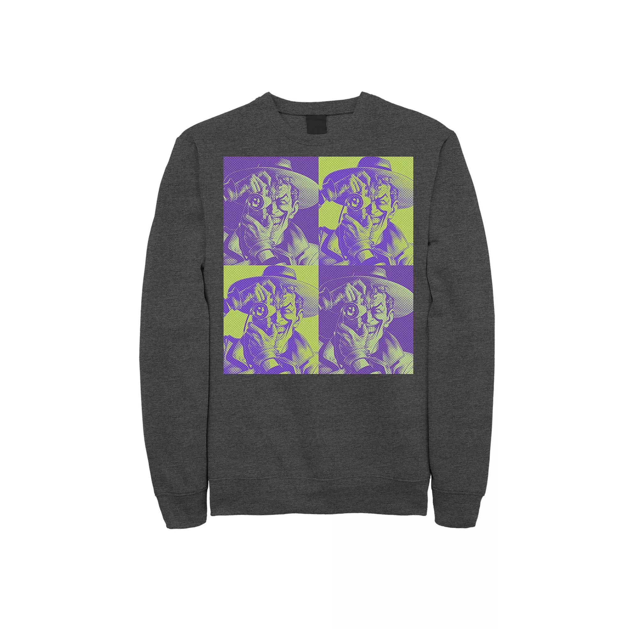 Men's DC Batman The Joker Halftone Popart Sweatshirt, Size: Medium, Athletic Grey Product Image