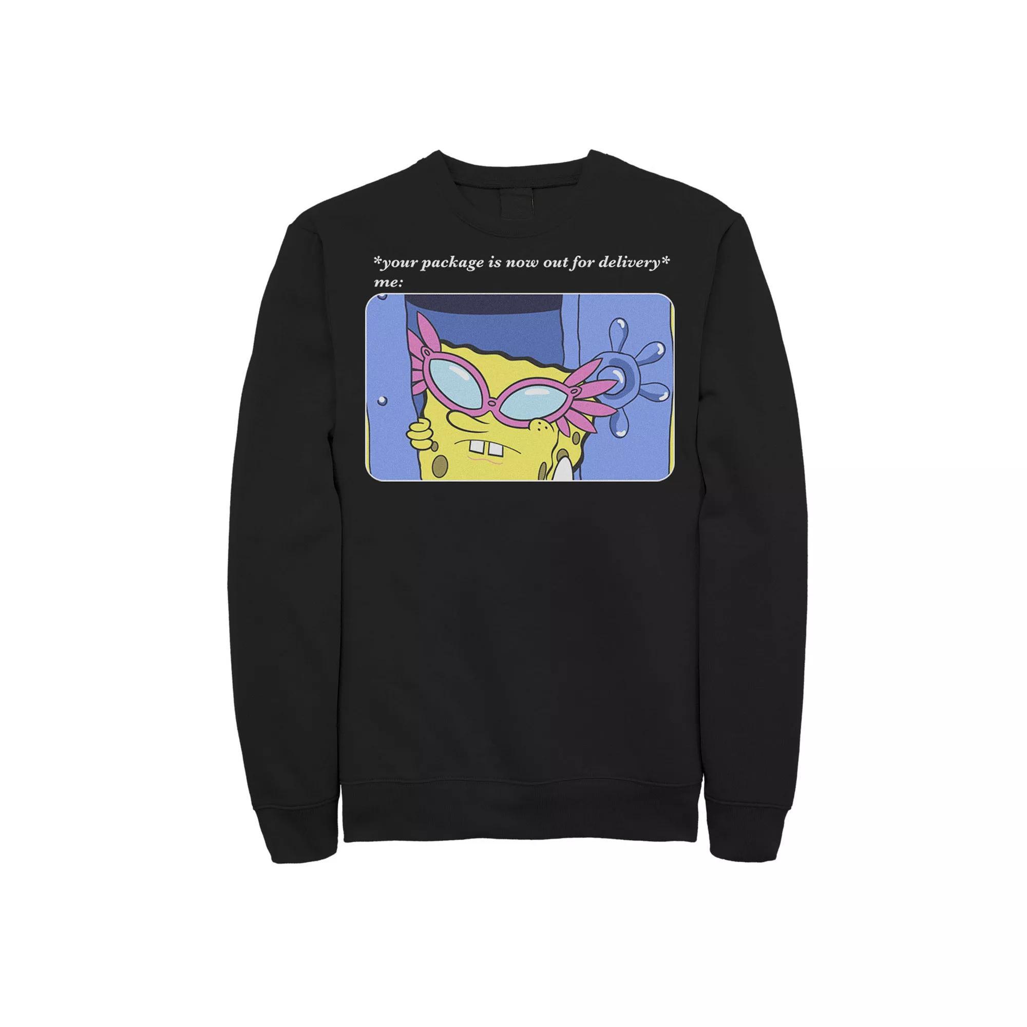 Men's Nickelodeon SpongeBob SquarePants Package Out For Delivery Meme Tee, Size: Small, Black Product Image
