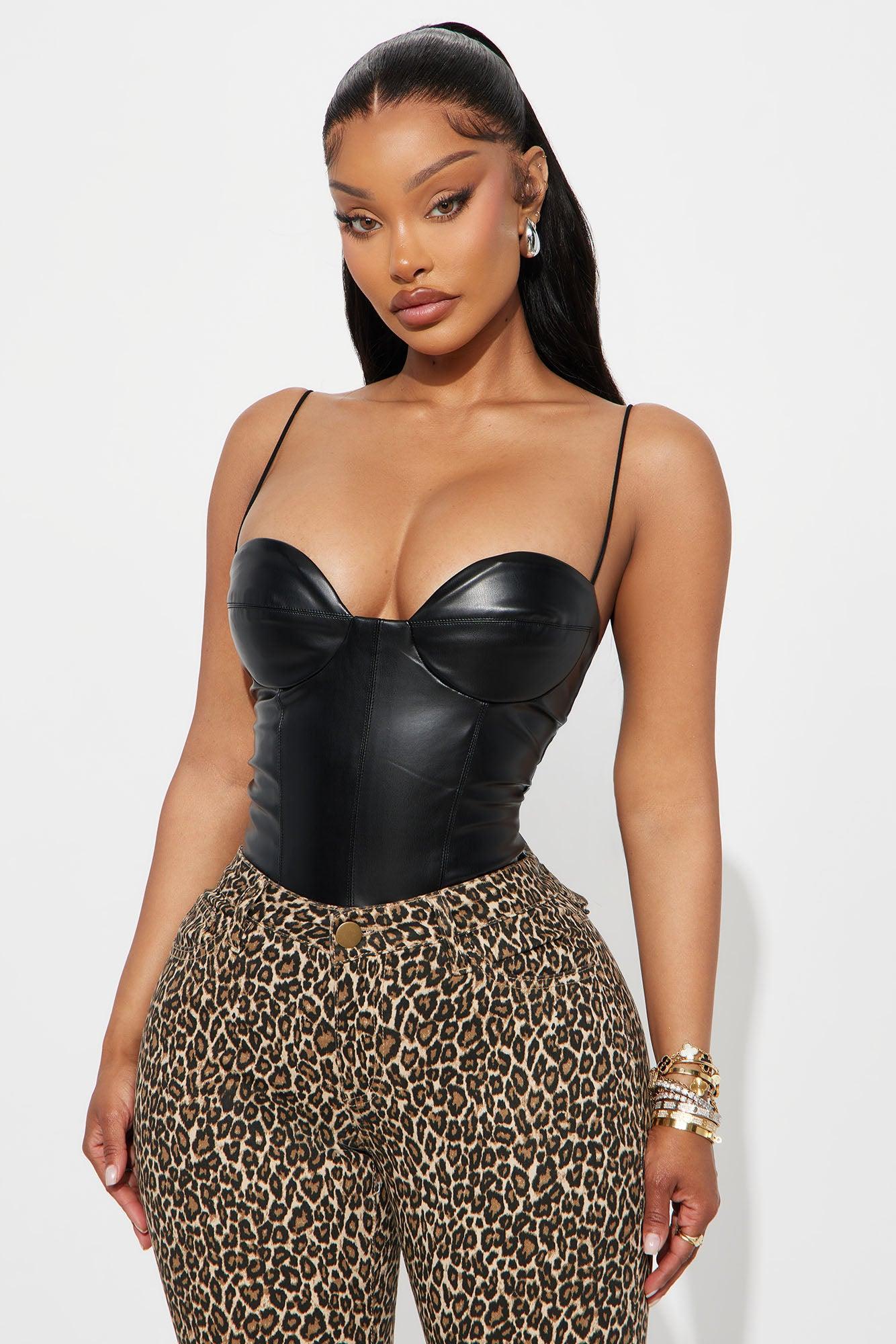 Lovers Rock Faux Leather Bodysuit - Black Product Image