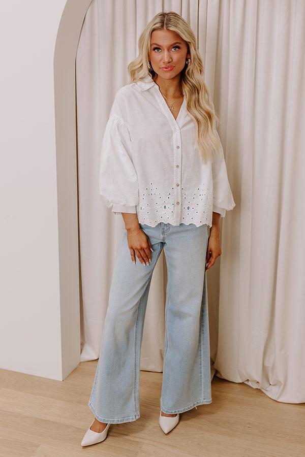 Kind Gesture Eyelet Top in White Product Image