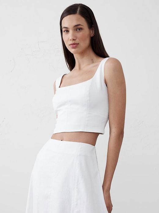 Seamed Square-Neck Denim Bustier Product Image