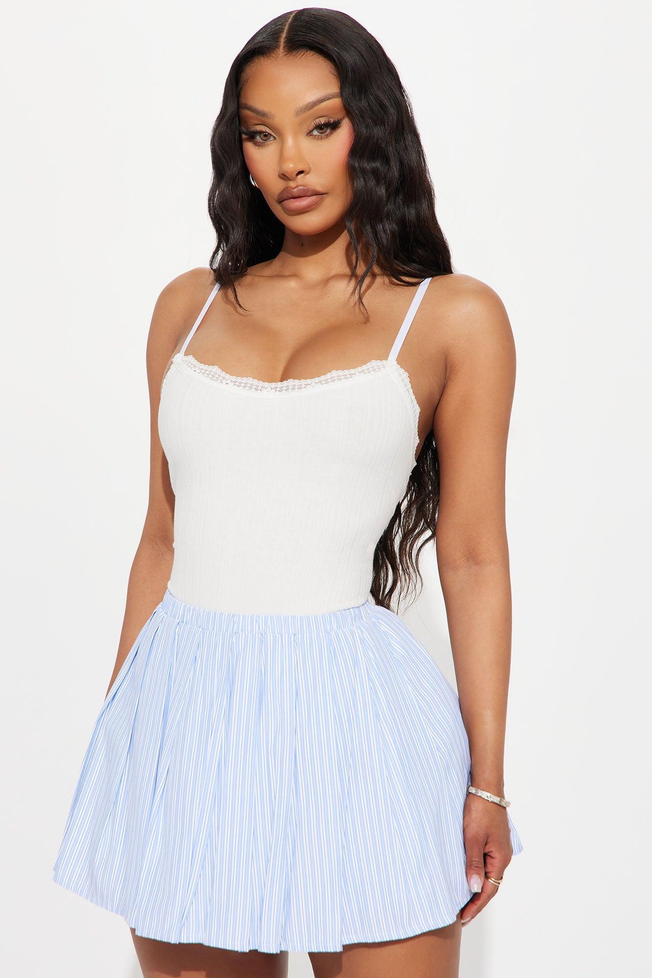 Harper Ribbed Bodysuit - White Product Image