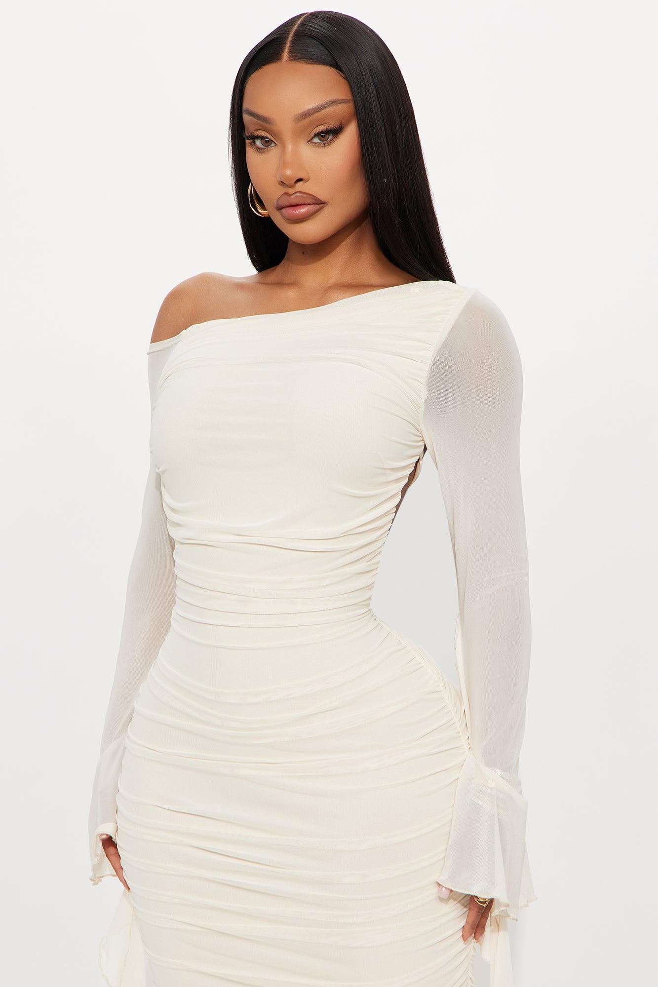 Mariah Backless Ruched Maxi Dress - Cream Female Product Image