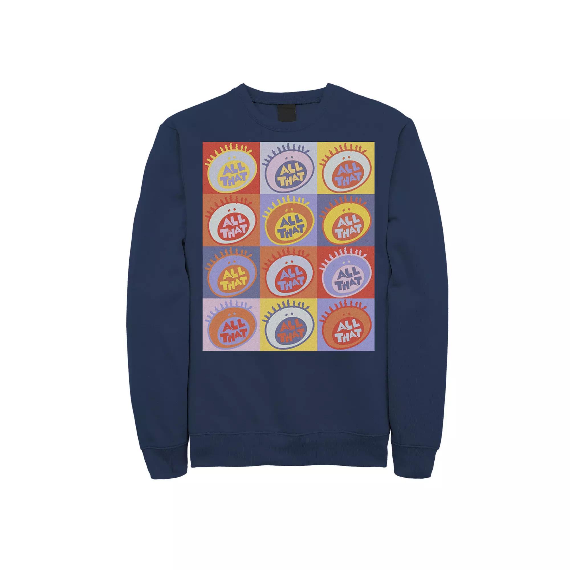 Men's Nickelodeon All That Classic Vintage Logo Panels Graphic Fleece Pullover, Size: 3XL, Athletic Grey Product Image