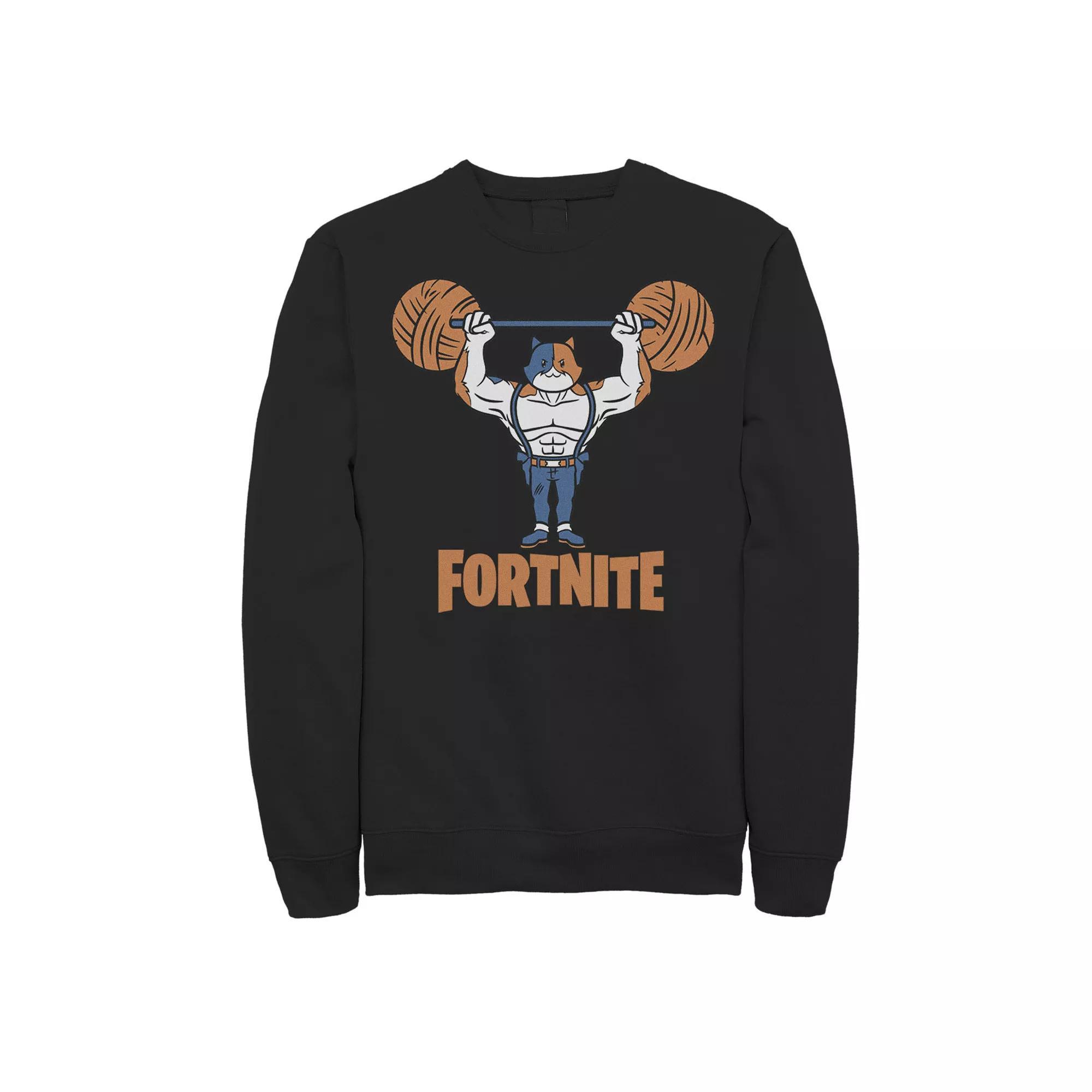 Mens Fortnite Meowscles Yarn Work Out Logo Sweatshirt Blue Product Image