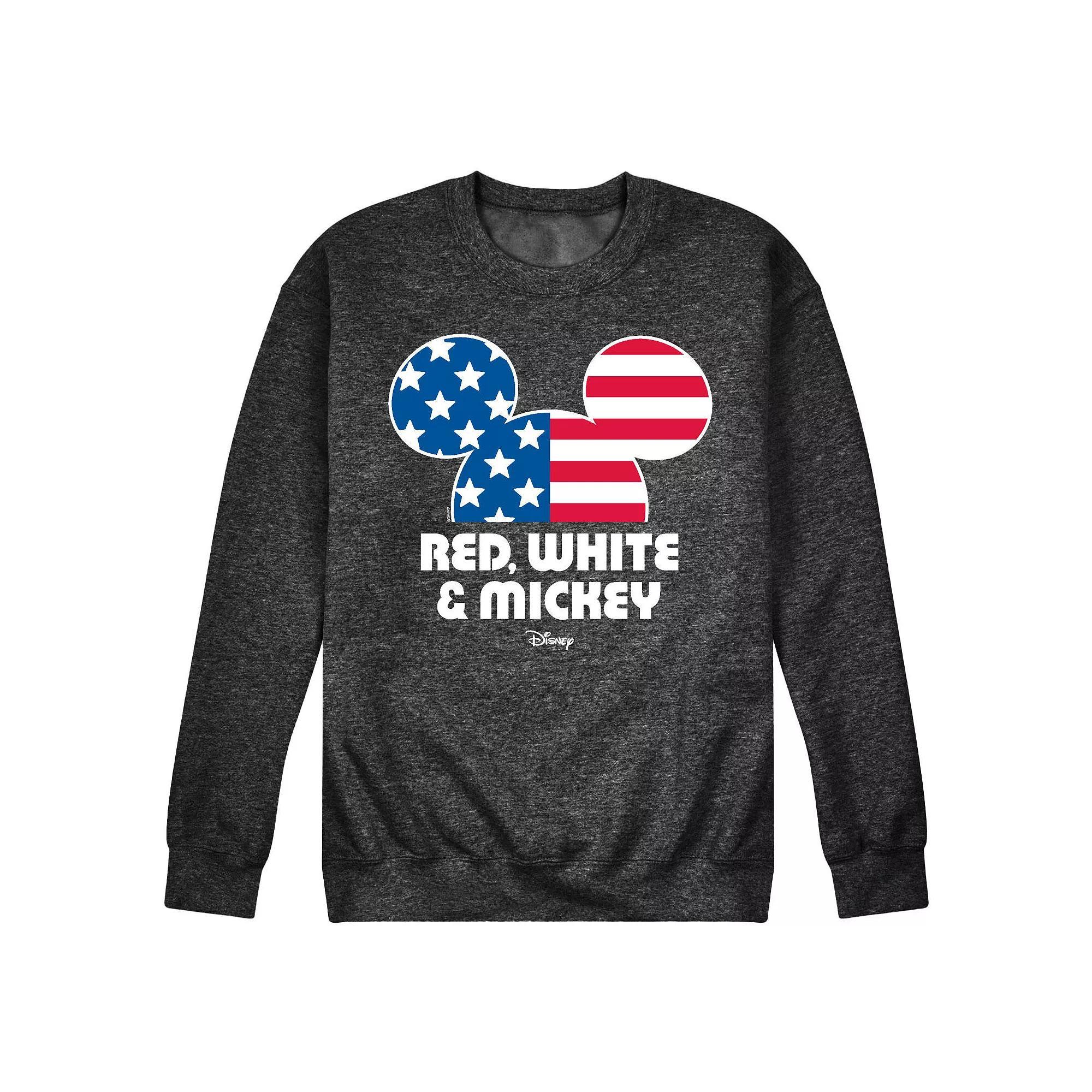 Disneys Mickey Mouse Mens Red White & Mickey Fleece Sweatshirt Product Image