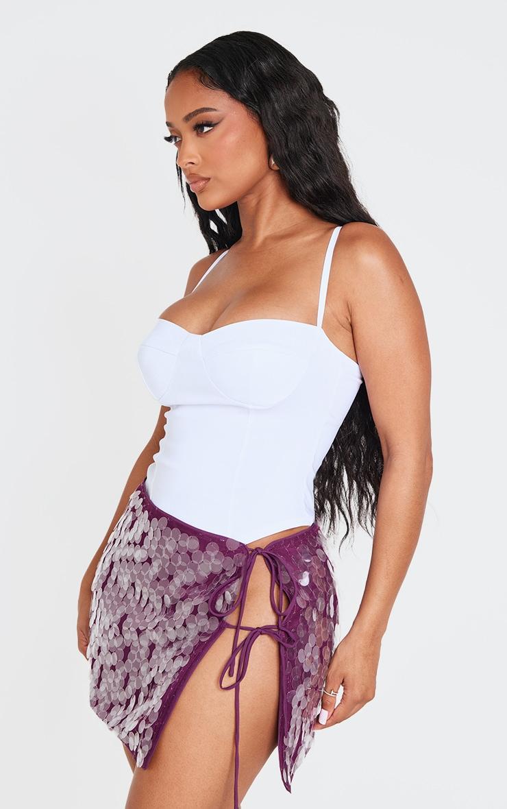 Shape Purple Sequin Tie Side Split Mini Skirt Product Image