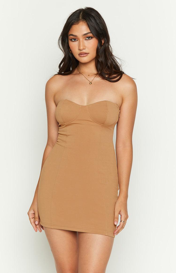 Charm Brown Mini Dress Product Image