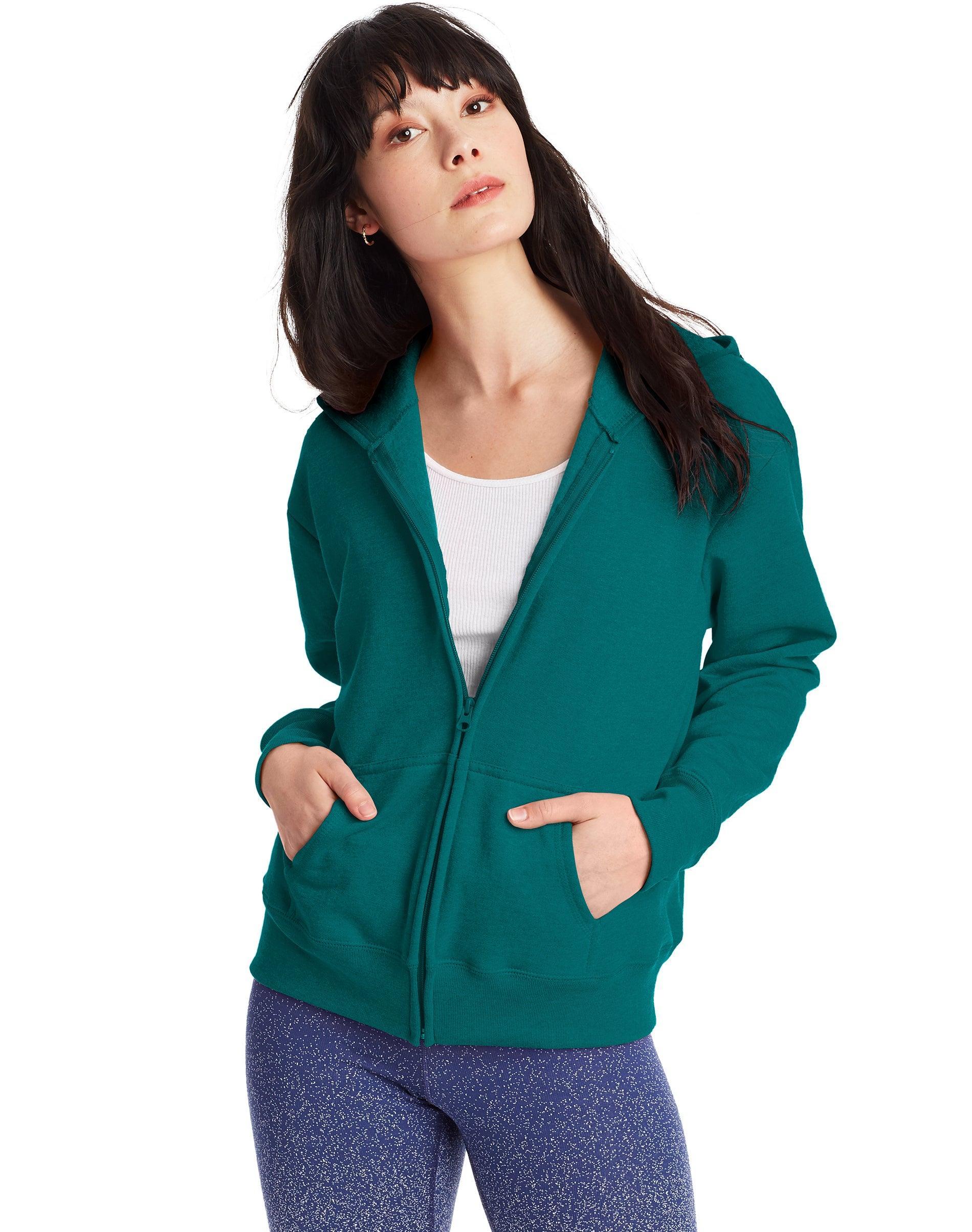 Hanes EcoSmart Womens Full-Zip Fleece Hoodie White S Product Image